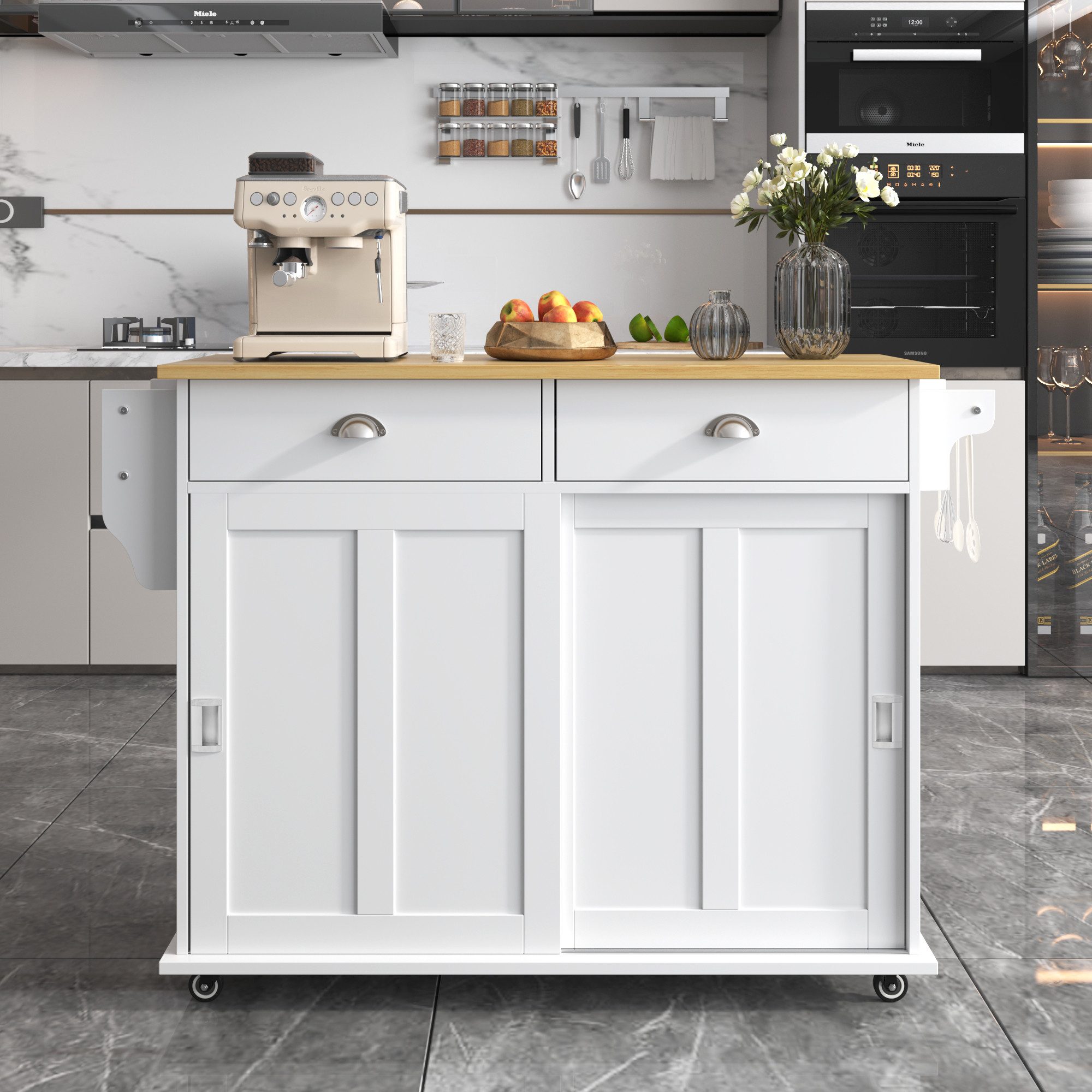 Merax Küchenwagen Küchenwagen mit erweiterbarer Arbeitsplatte(40-70cm), Küc günstig online kaufen