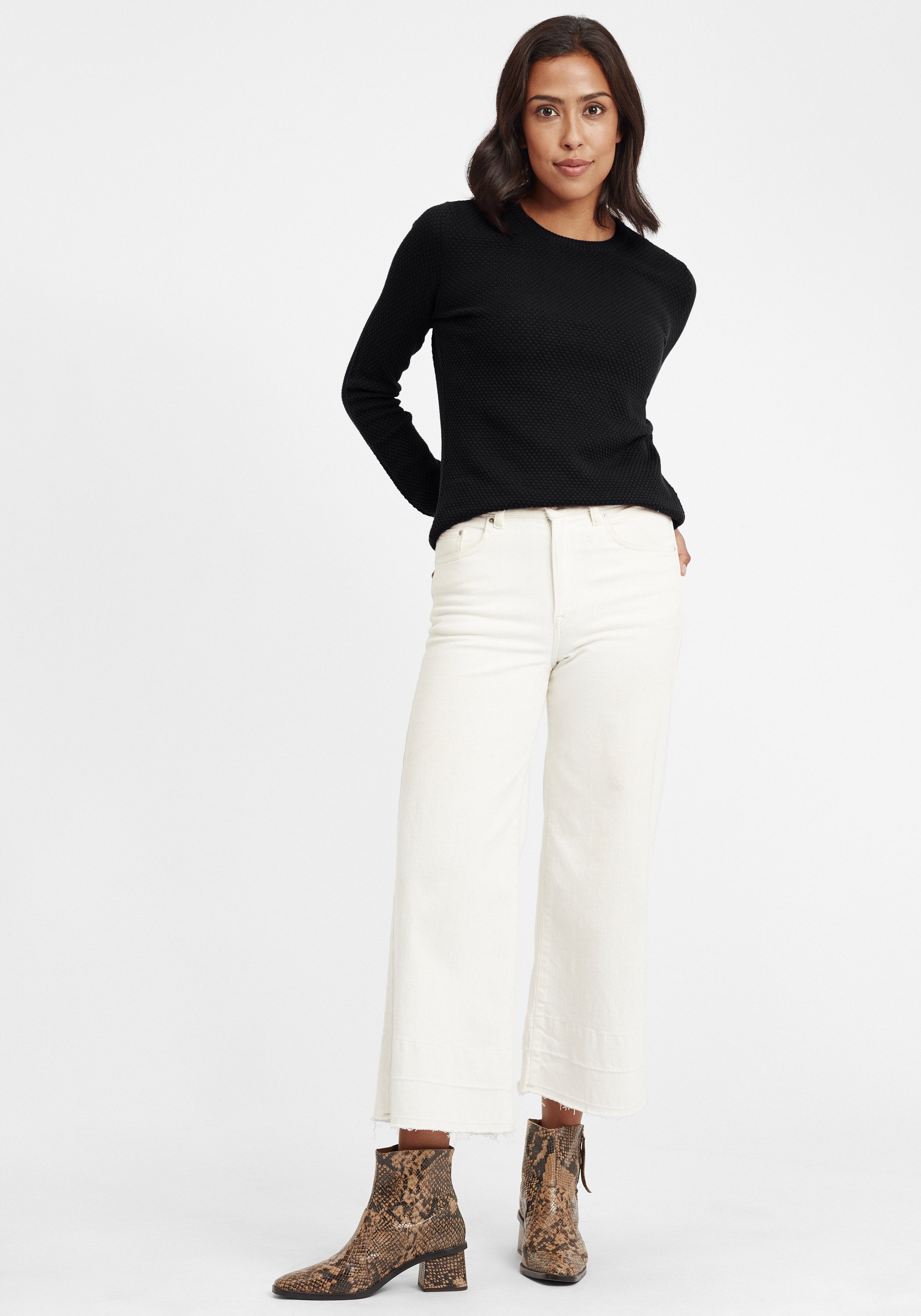 OXMO Strickpullover OXSarah Schicker Pullover in Loch-Strick Optik günstig online kaufen