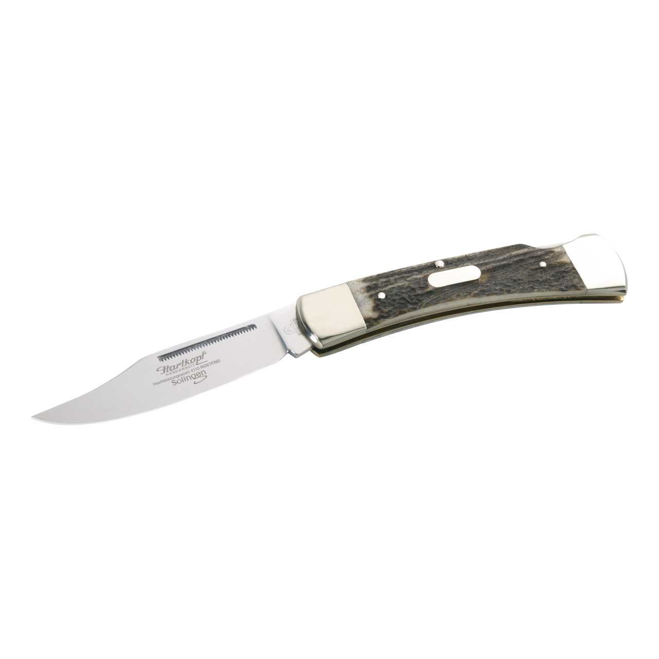 Hartkopf Taschenmesser Hirschhorn vom europäischen Rothirsch, Hartkopf-Solingen Taschenmesser, Stahl 1.4110, HirschhornSchalen