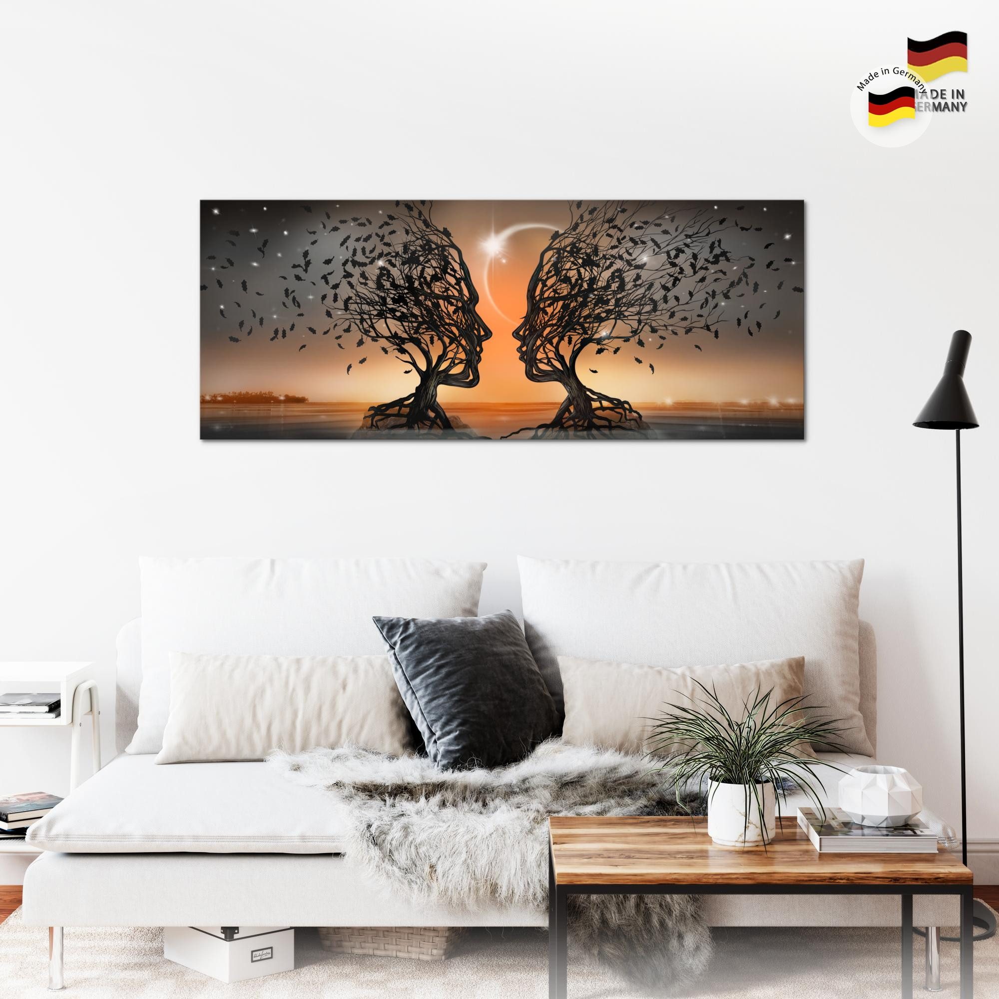 Runa Art Wandbild Liebespaar Love Liebe Abstrakt Bild Wohnzimmer Schlafzimmer Deko, Liebespaar Orange
