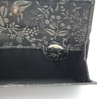 Hill Burry Geldbörse echt Leder Damen Portemonnaie mit RFID Schutz, mit wunderschöner, floraler Prägung, Farbe elegantes grau