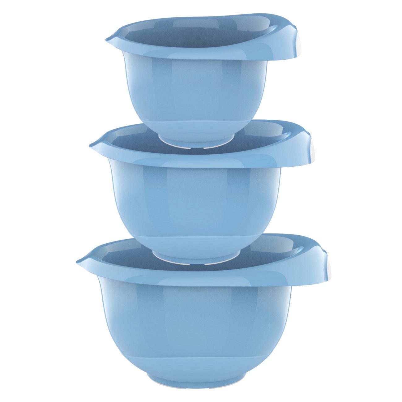 Engelland Rührschüssel 3er Set Backschüsseln mit Griff, Salatschüsseln, Kunststoff, (Vorteils-Set, 3-tlg), robust, BPA-frei, stapelbar, rutschfeste Silikonfüße, Einhandausguss