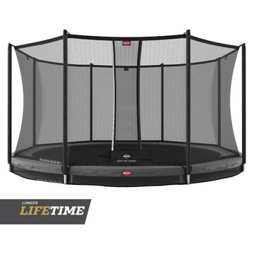 Berg Bodentrampolin BERG Trampolin InGround rund 430 cm grau mit Sicherheitsnetz Comfort