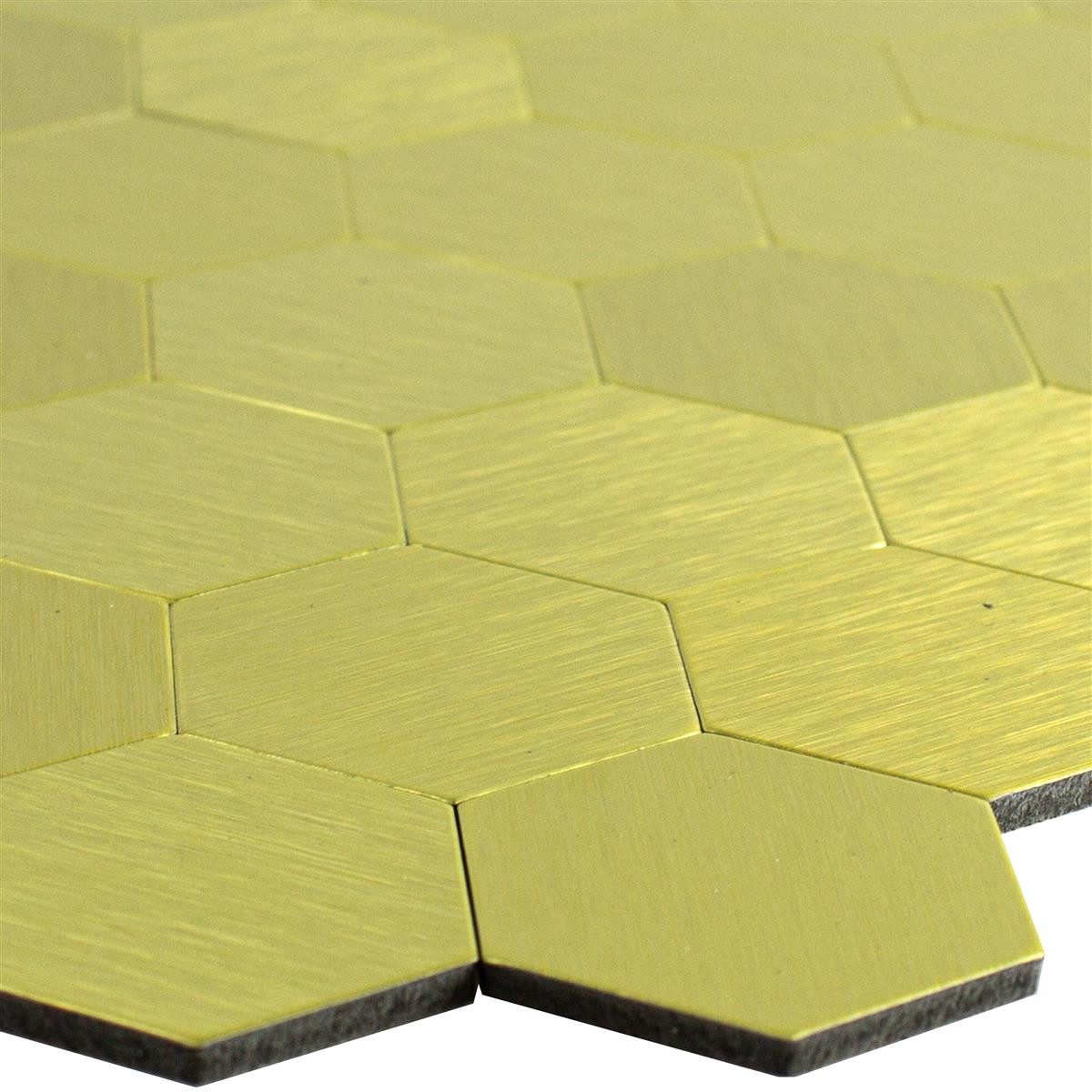 Mosafil Mosaikfliesen Mosaikfliesen Metall Selbstklebend Vryburg Gold Hexagon, Metall-Aluminium 28.000x29.000, gold