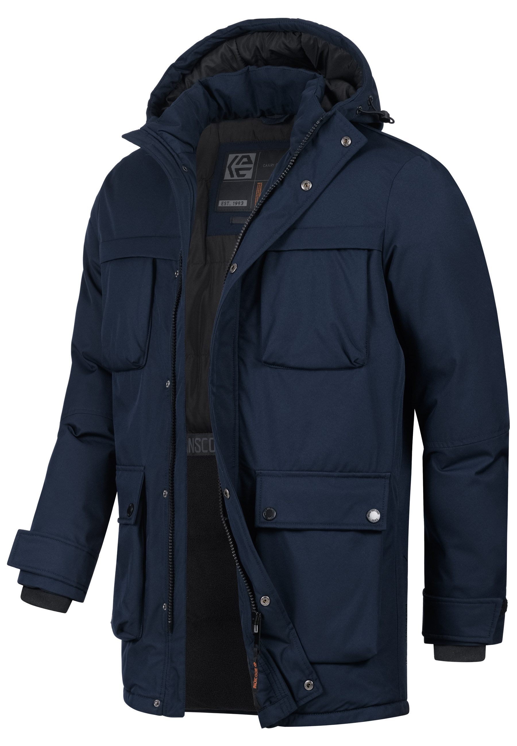 Indicode Wintermantel Herren INTardil Herrenparka Herrenjacke mit Kapuze und Innentaschen