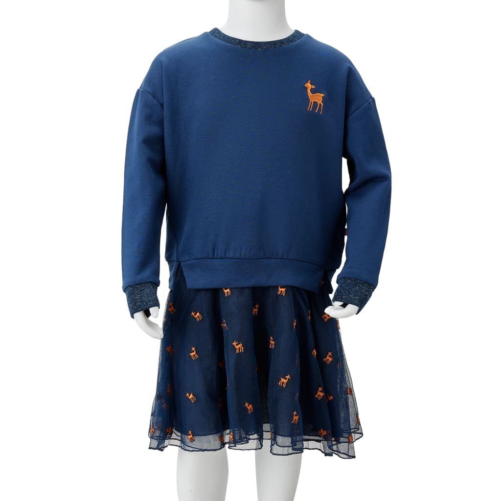 A-Linien-Kleid vidaXL Langen Marineblau Kinderkleid Ärmeln 104 mit