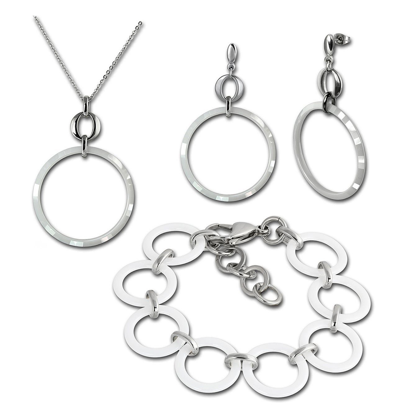 Amello Schmuckset Amello Edelstahlschmuckset Circle Keramik (3-tlg., Schmucksets), Damen Schmucksets, Edelstahl (Stainless Steel), Farbe: silberfarben, w