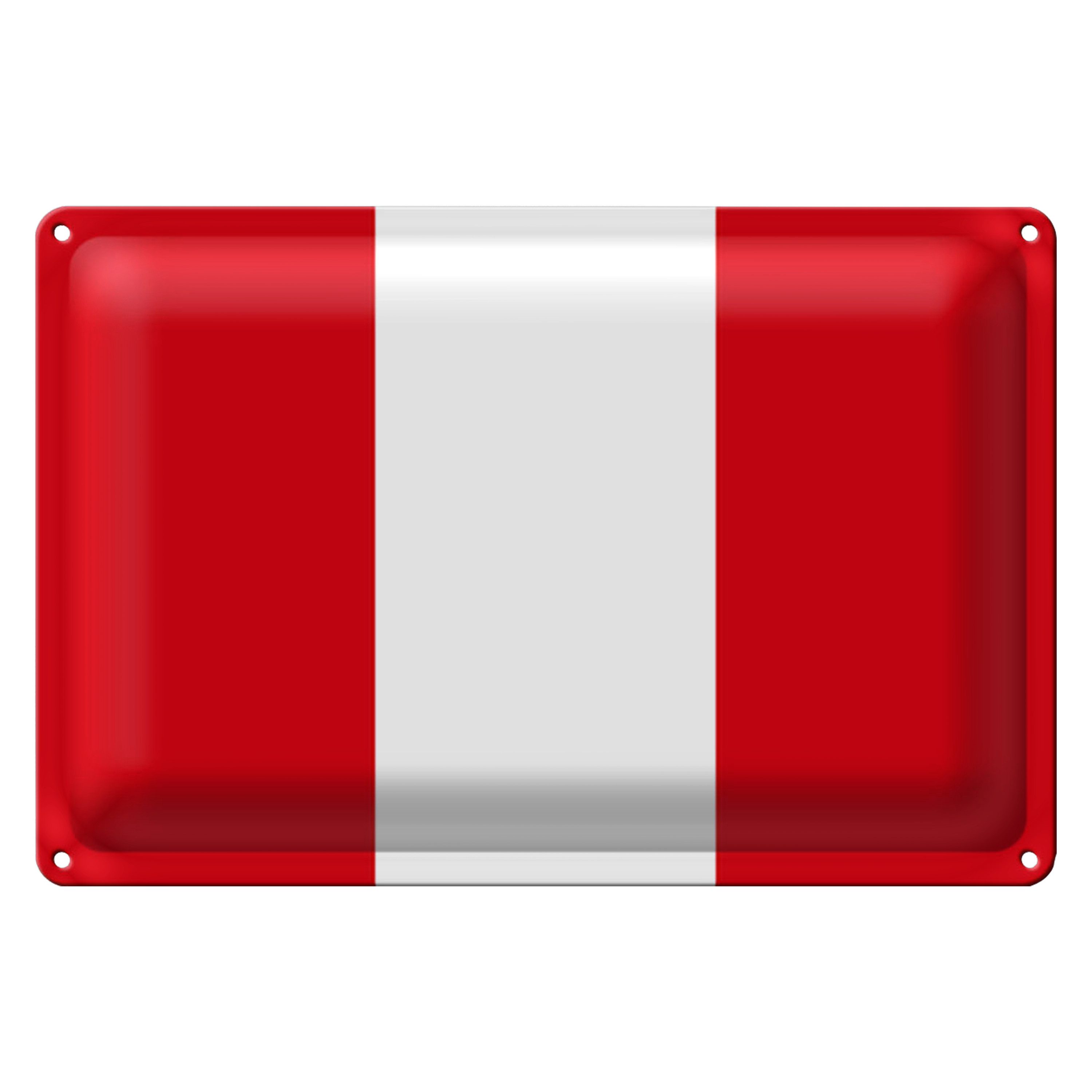 Roomando Metallschild Flagge Peru 40x30cm Flag of Peru