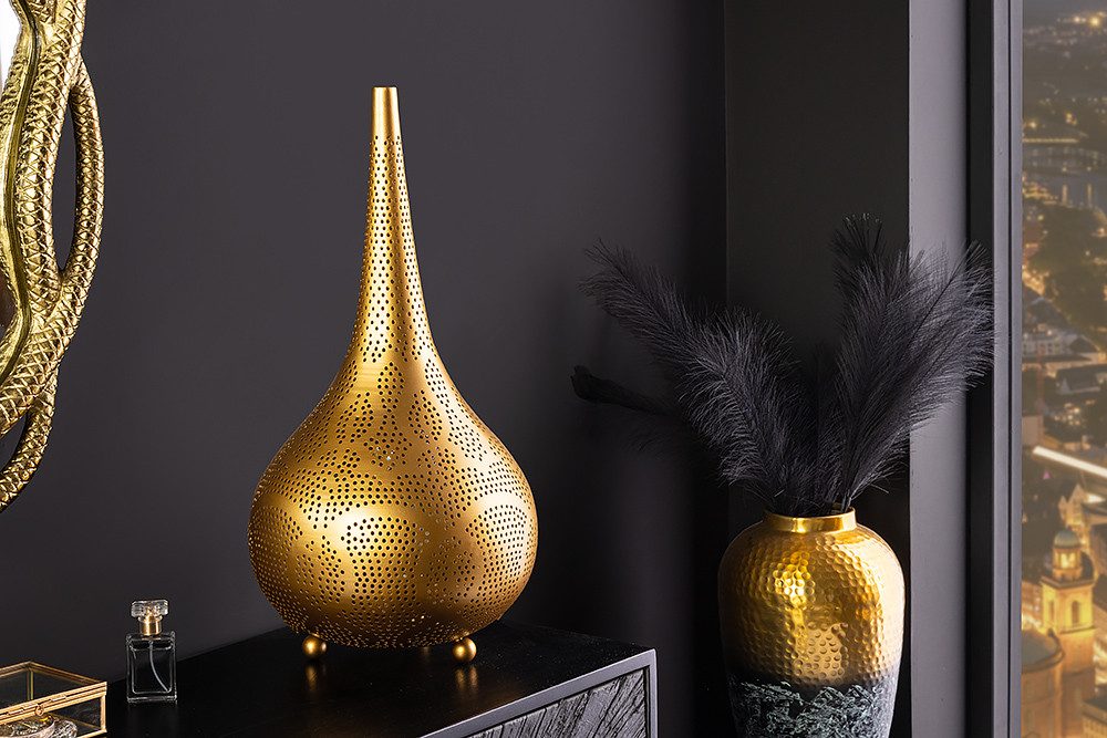 riess-ambiente Stehlampe ORIENT LIVING 50cm gold · Stehlampe aus Eisen in Tropfenform, Ein-/Ausschalter, ohne Leuchtmittel, mit Lampenschirm · handmade · Wohnzimmer/Schlafzimmer · Design