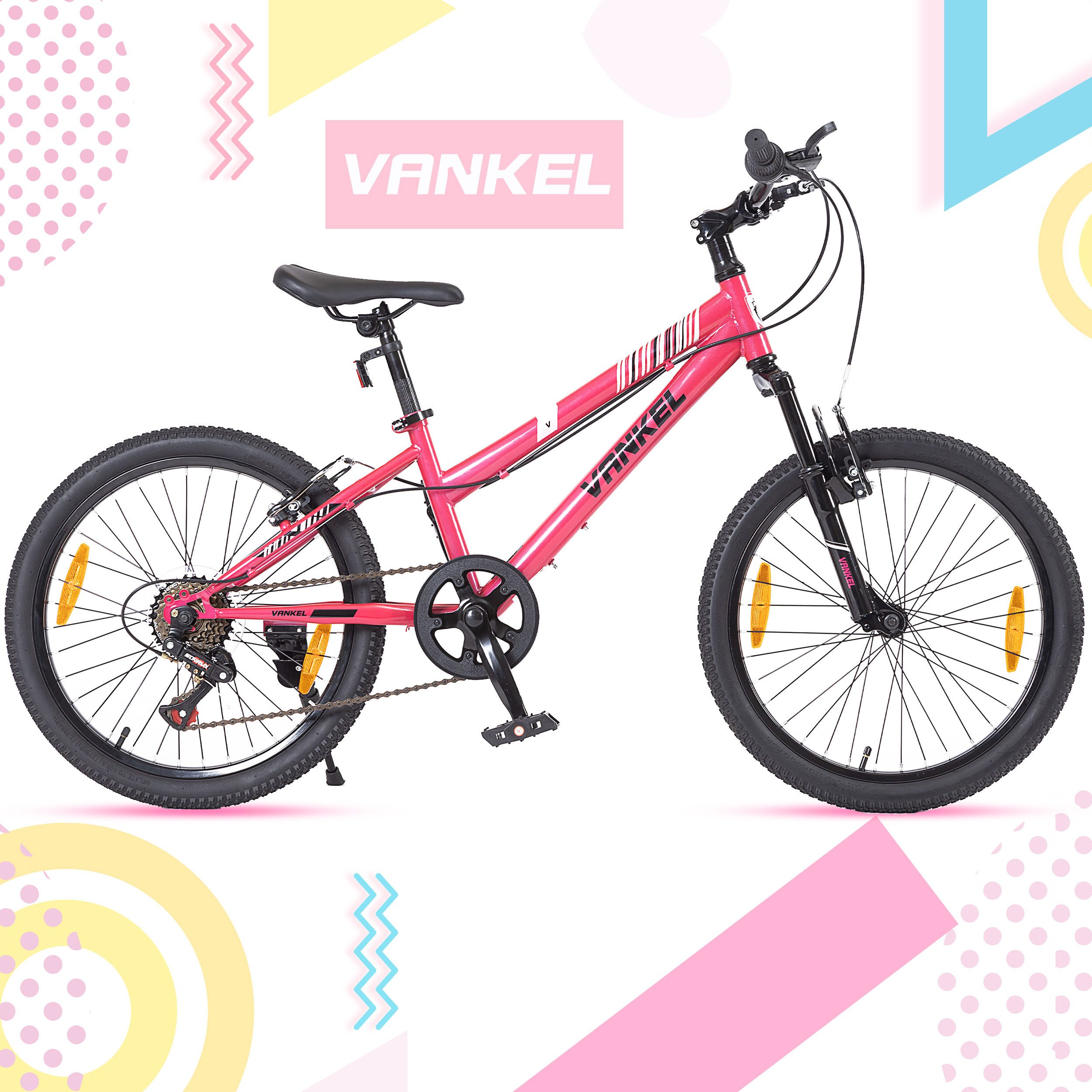 Vankel Mountainbike Vankel 20 Zoll Kinderfahrrad 6 Gang Schaltwerk für Jungen Mädchen, 6 Gang, 20 Zoll Mountainbike, für 6-9 Jahre, V-Bremse, Kettenschaltung