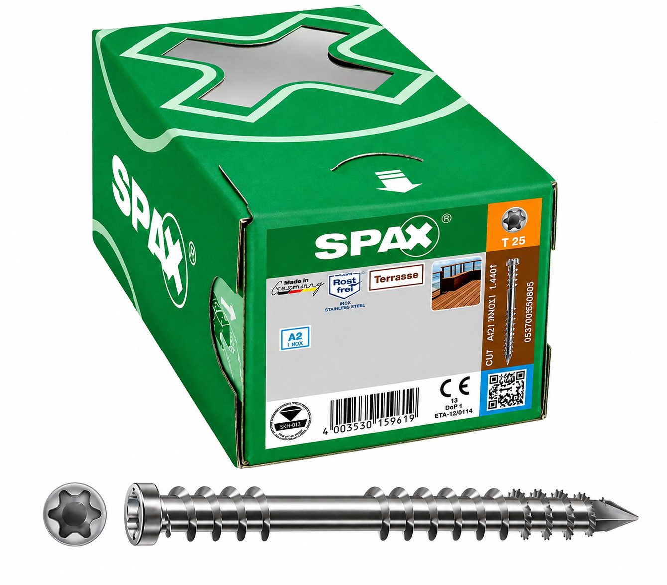SPAX Terrassenschraube T-STAR plus Edelstahl A2 Zylinderkopf, (100 St)