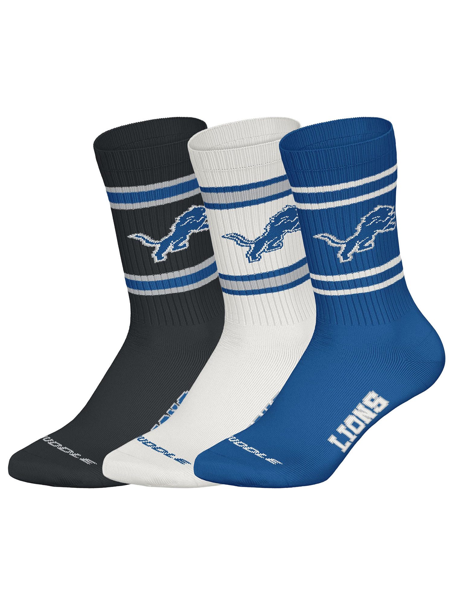 NFL Freizeitsocken Detroit Lions Crew (3-Paar) Casual Socken, Alltagssocken