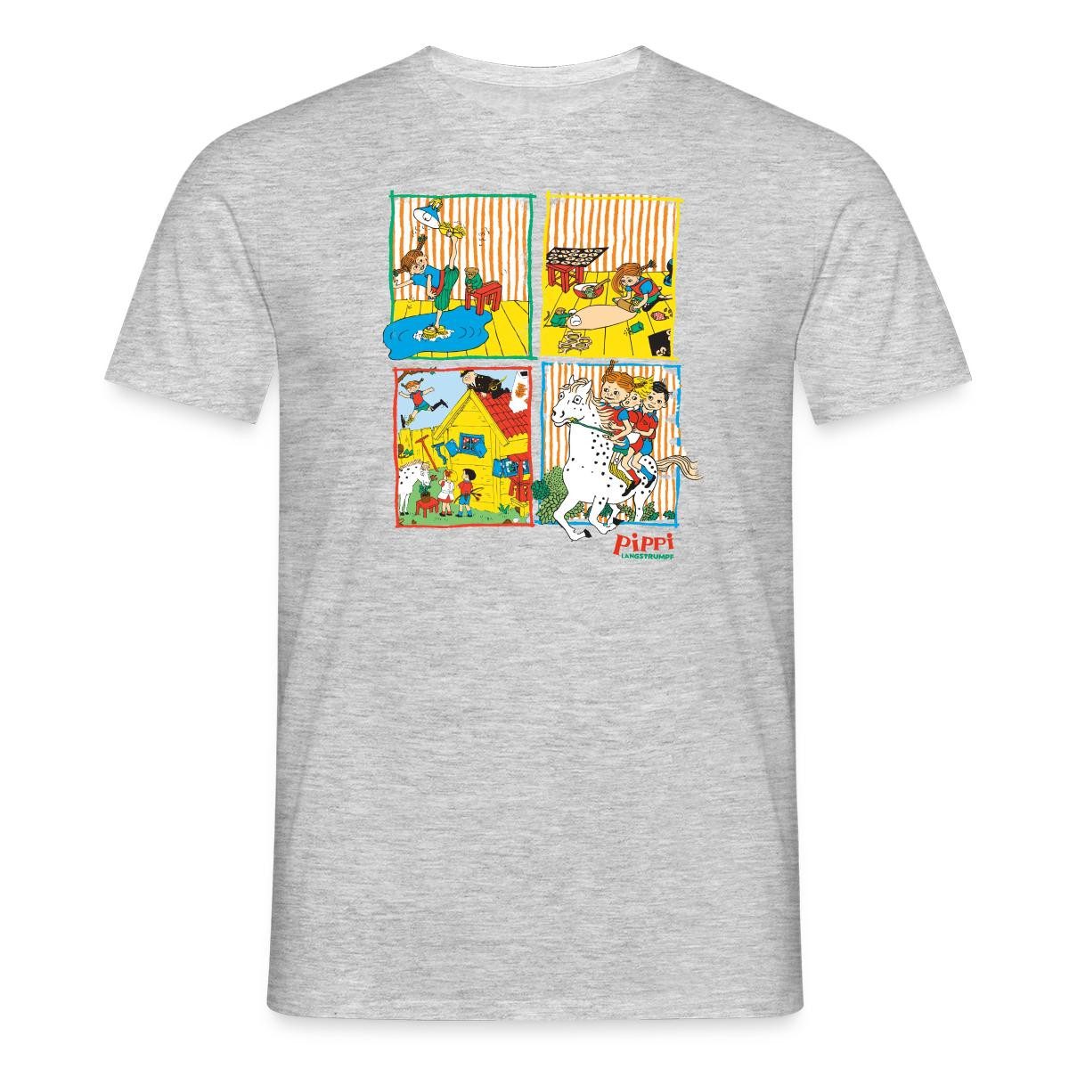Spreadshirt T-Shirt Pippi Langstrumpf Und Ihre Freunde Kacheln Männer T-Shirt (1-tlg)