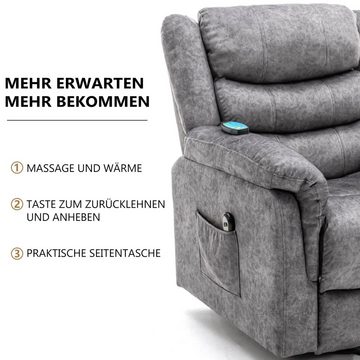 HAUSS SPLOE Massagesessel Elektrischer Massagestuhl Relaxsessel Loungesessel TV-Sessel (Strapazierfähiger und sicherer Bewegungs-Liegemechanismus, rutschfestes Stoffsofa, zeitgenössisches, überfüllte), mit Wärme und Vibration für ältere Menschen