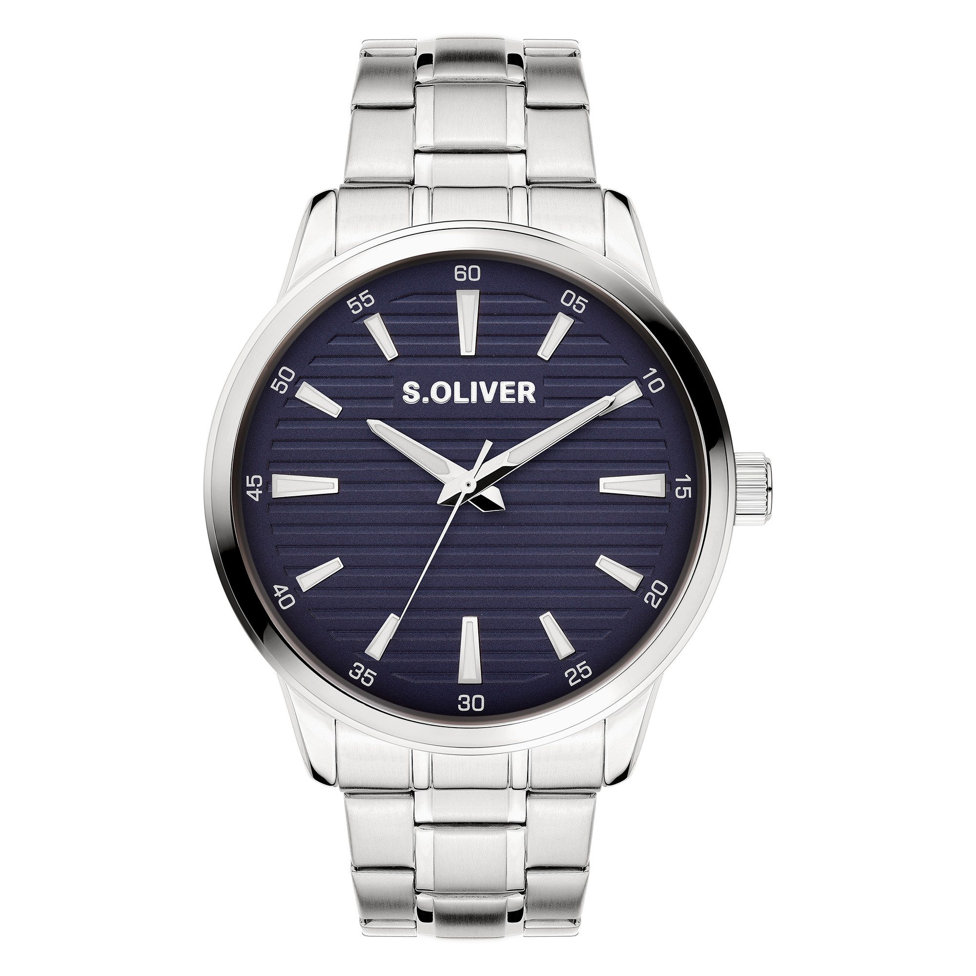 s.Oliver Quarzuhr Core Round SO-4413-MQ, Armbanduhr, Herrenuhr, Edelstahlarmband, analog