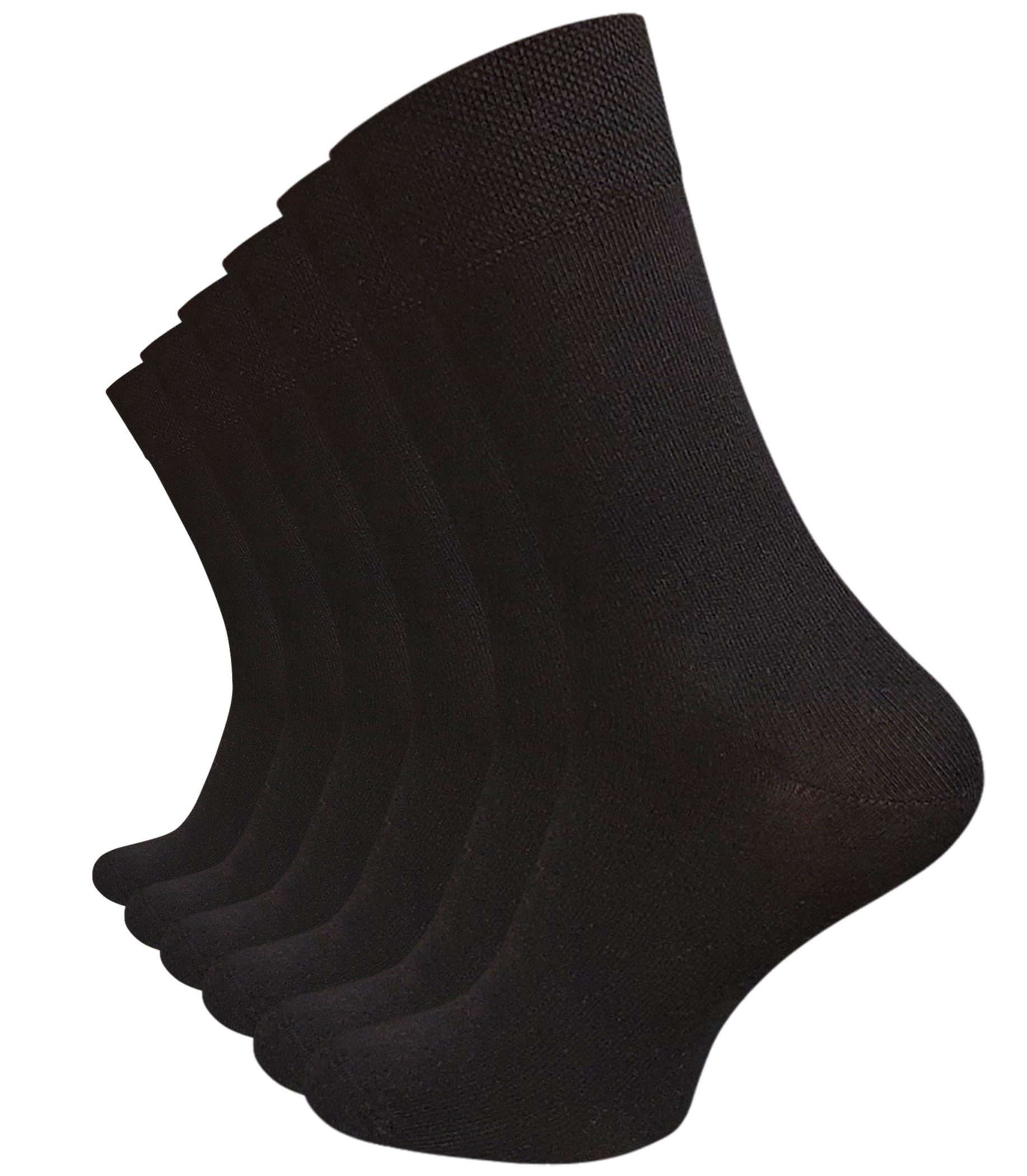 Cotton Prime® weiche (6-Paar) schwarz ohne Baumwollqualität Gummibund Basicsocken