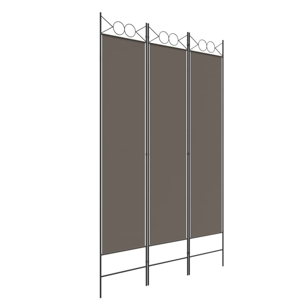 furnicato Raumteiler Paravent 120x200 cm Anthrazit Stoff klappbar, 1-tlg., Atmungsaktive Sichtschutzwand mit drei Paneelen für das Schlafzimmer