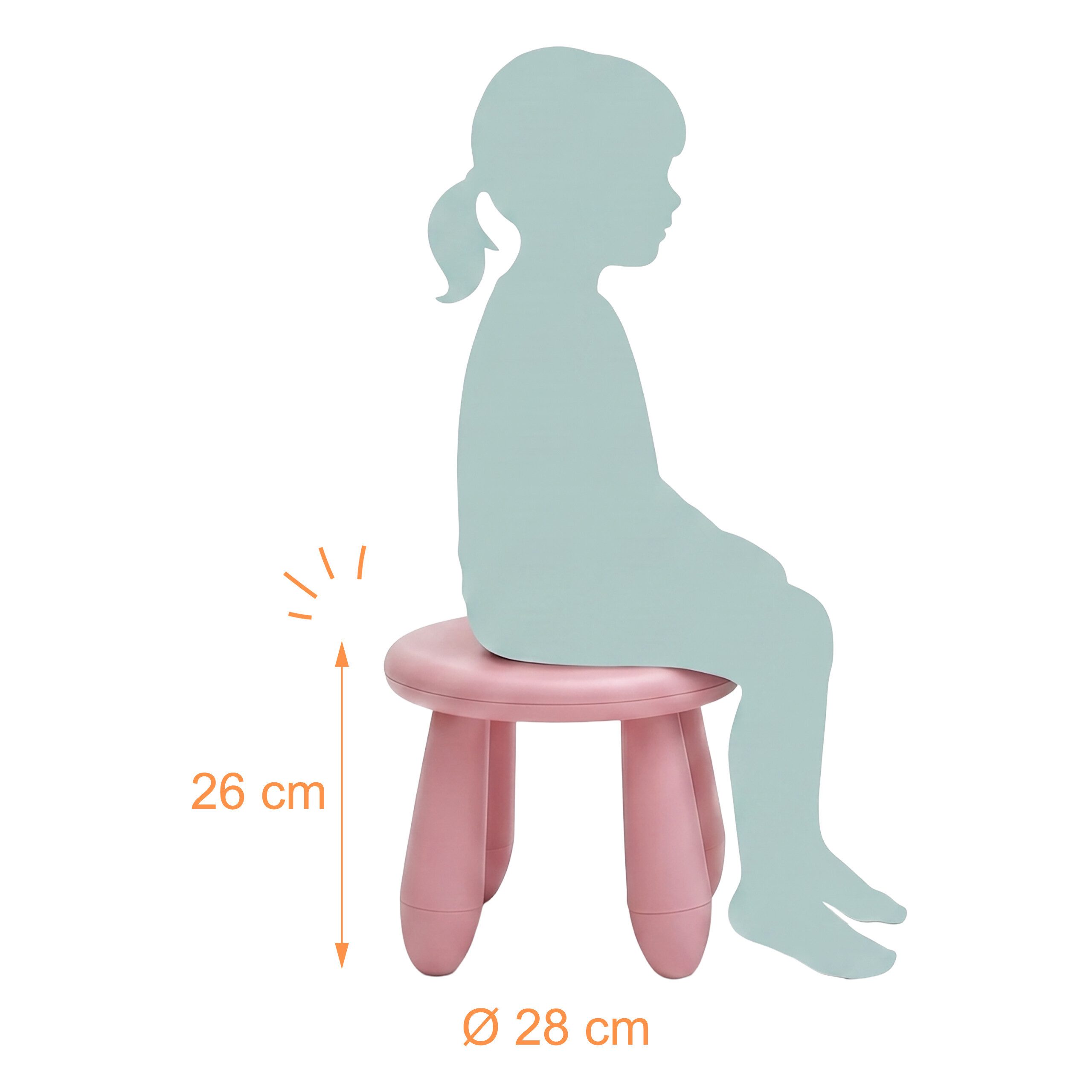relaxdays Kinderhocker Sitzhocker für Kleinkinder (1 St), Pink – Bild 4 von 5