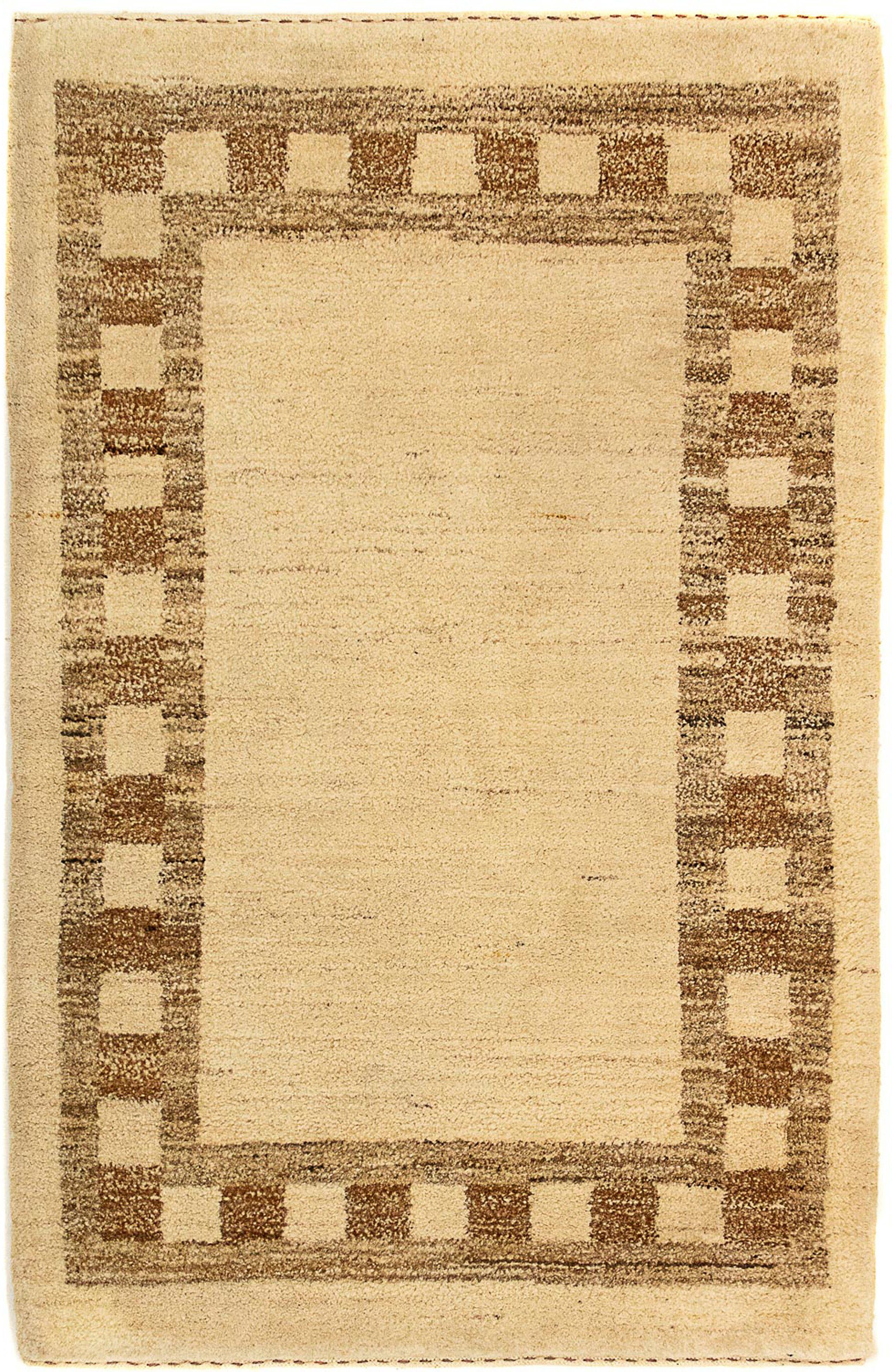 Wollteppich Gabbeh - Indus rechteckig, x Wohnzimmer, Zertifikat - 18 Handgeknüpft, beige, mit 122 80 morgenland, Einzelstück - mm, cm Höhe