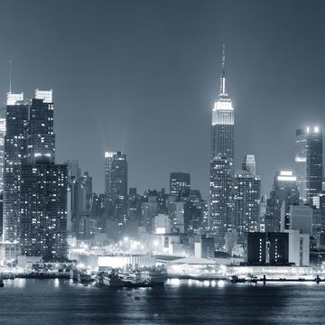 Wallario Möbelfolie New York Skyline - Schwarz Weiß Blau