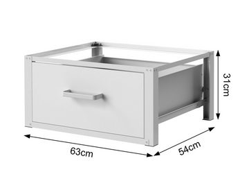 DanDiBo Waschmaschinenunterschrank Waschmaschinen Untergestell mit Schublade Metall Weiß 31 cm Höhe