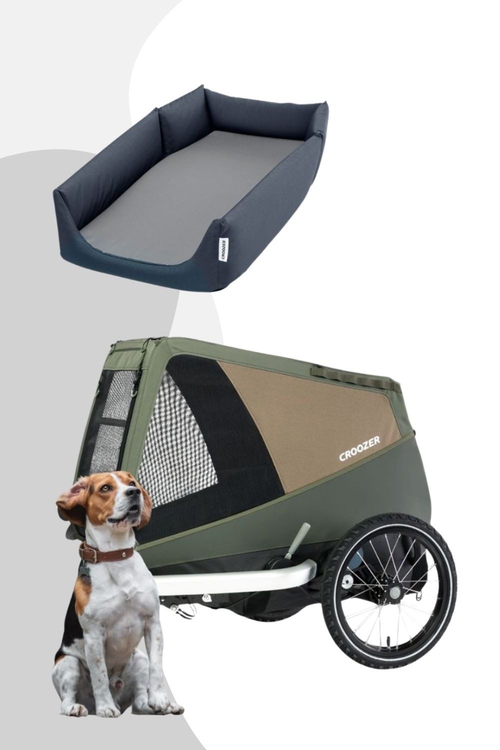 Croozer Fahrradhundeanhänger Dog Enna Bundle inkl. Enna Hundebett - Farbe: Moos Green