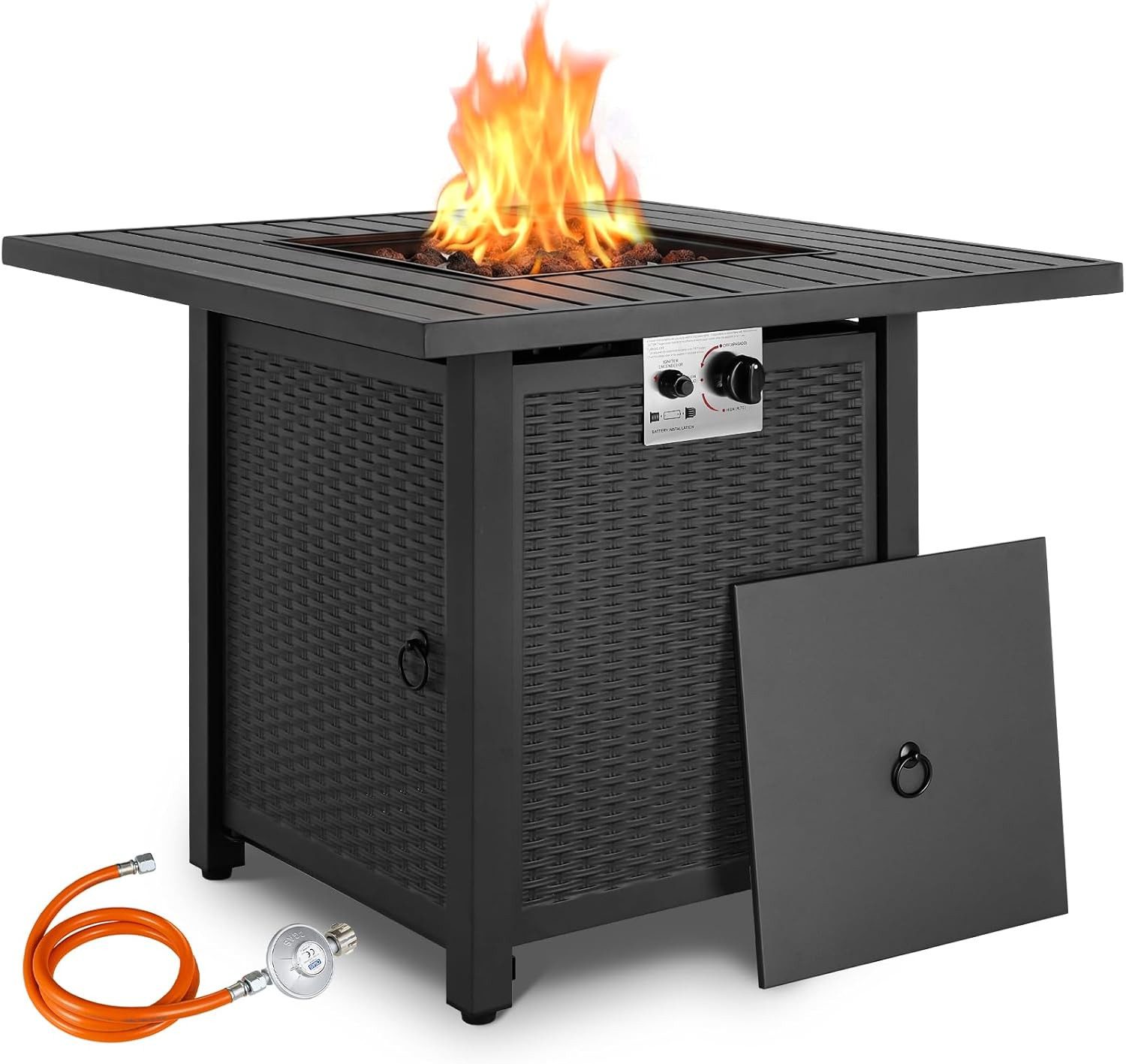 TLGREEN Feuerstelle Gas Feuertisch 28 Zoll / 30 Zoll Outdoor Gas Feuerstelle, (Terrasse Garten Heiztisch 14,5 kW Flüssiggas Gaskamin, mit Lavasteinen & Schutzhülle Witterungsbeständig)