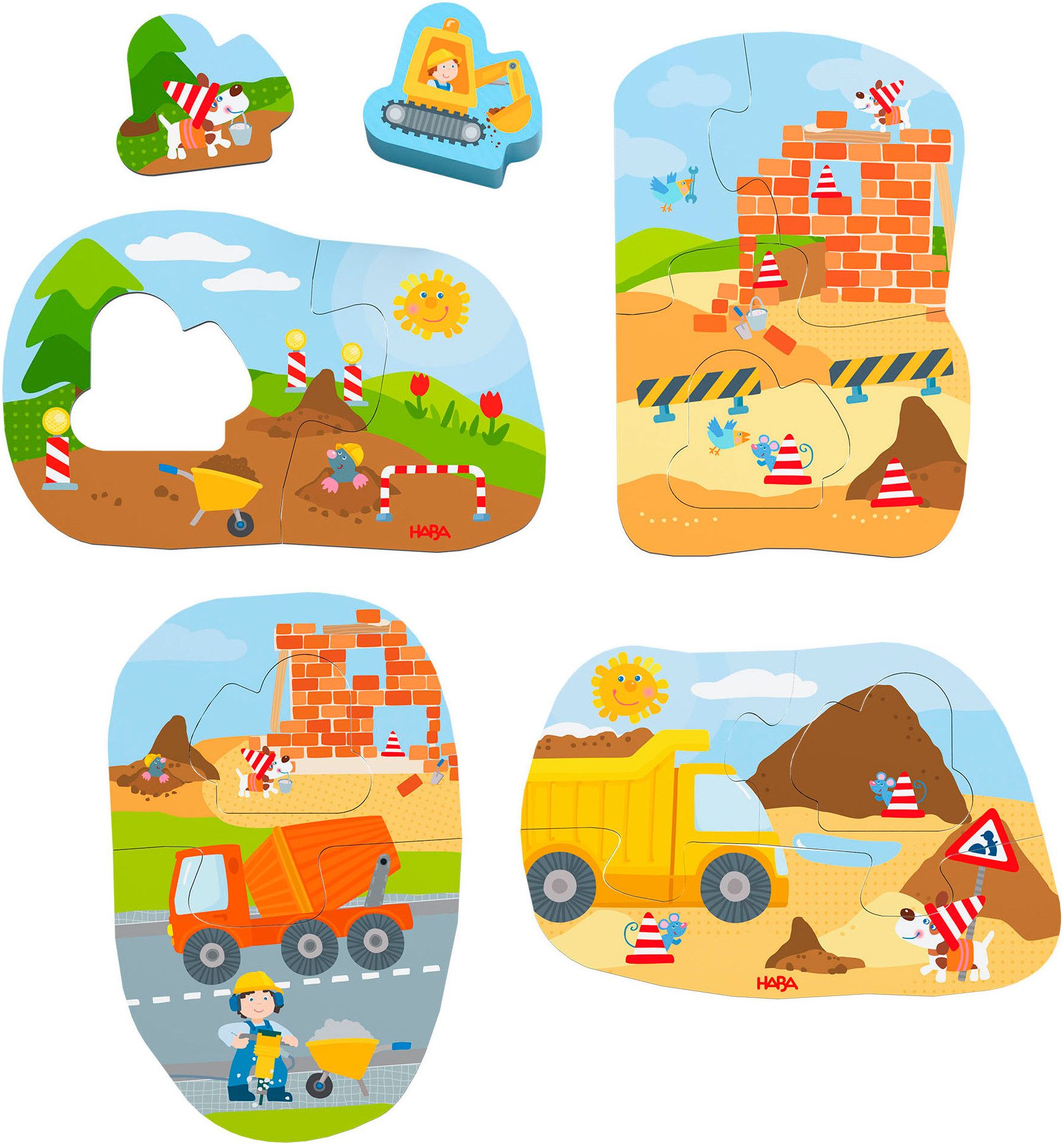 Haba Puzzle 4 erste Puzzles Baustelle, 14 Puzzleteile