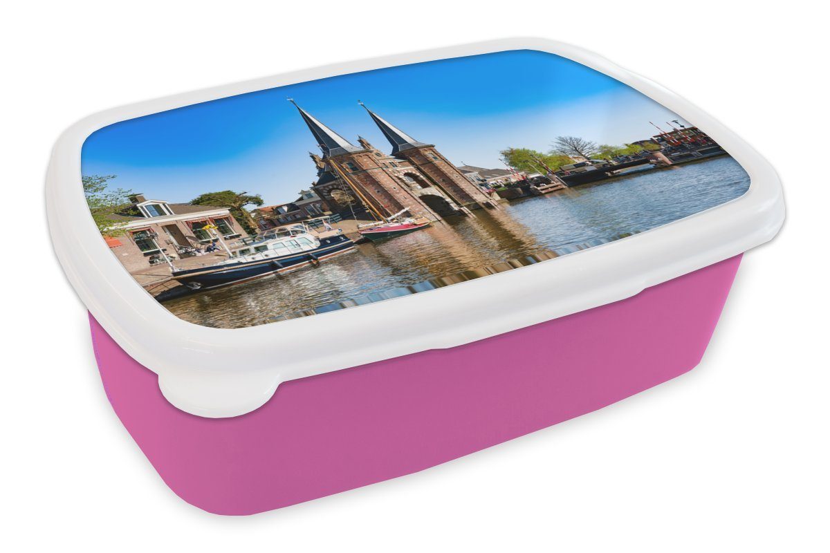 MuchoWow Lunchbox Friesland - Boot - Sneek, Kunststoff, (2-tlg), Brotbox für Erwachsene, Brotdose Kinder, Snackbox, Mädchen, Kunststoff rosa