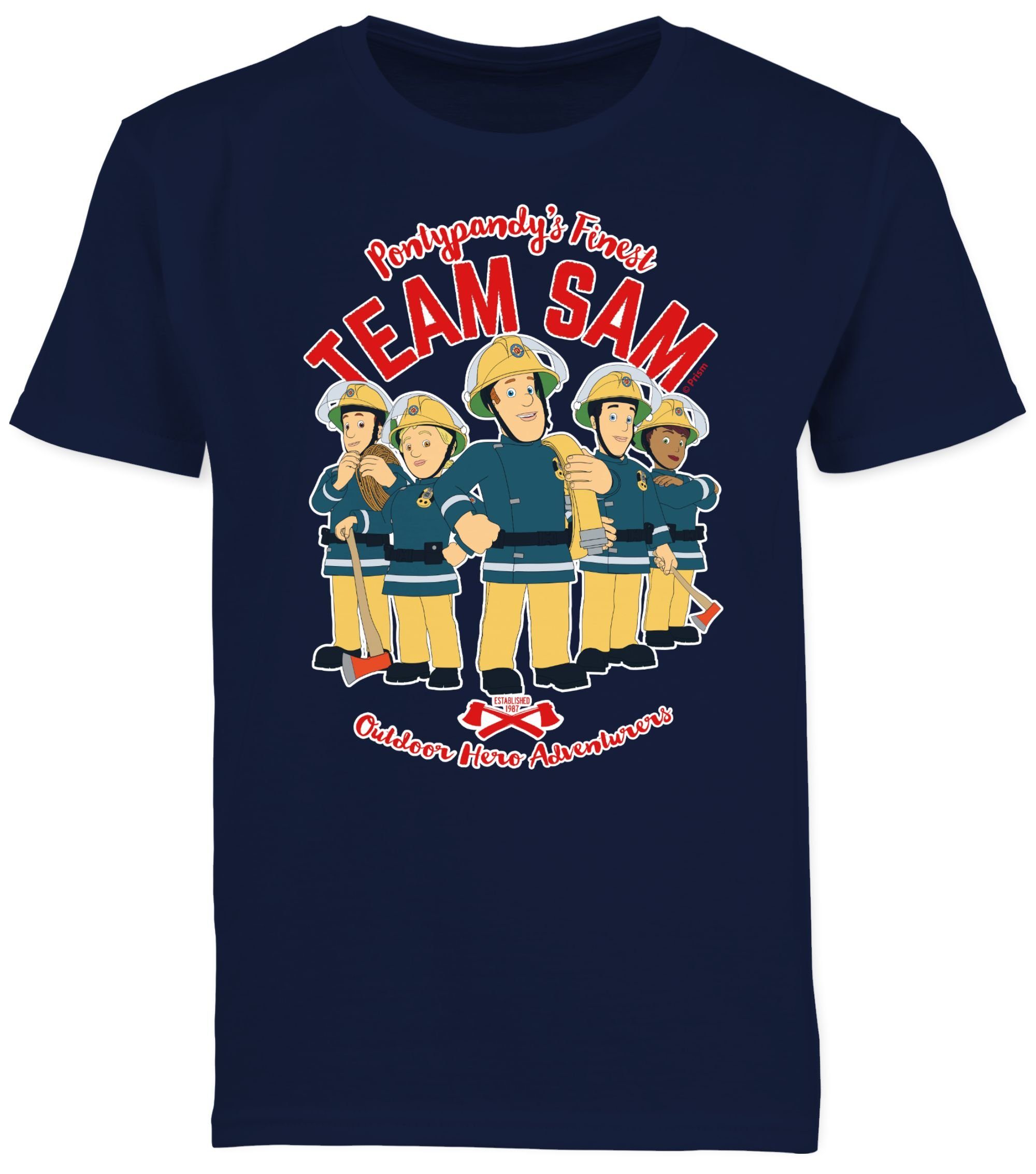 Dunkelblau T-Shirt Feuerwehrmann Sam Sam Jungen Shirtracer 02 Team