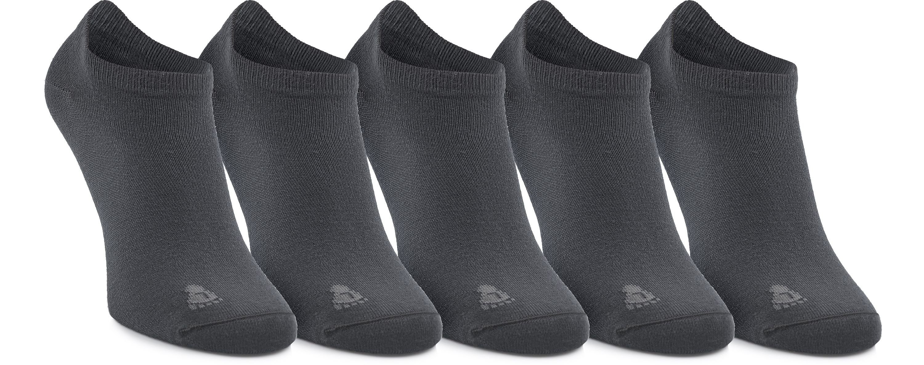 Ladeheid Socken Unisex 5 Pack Sneaker Socken aus Bambusfasern LASS0003 Graphite