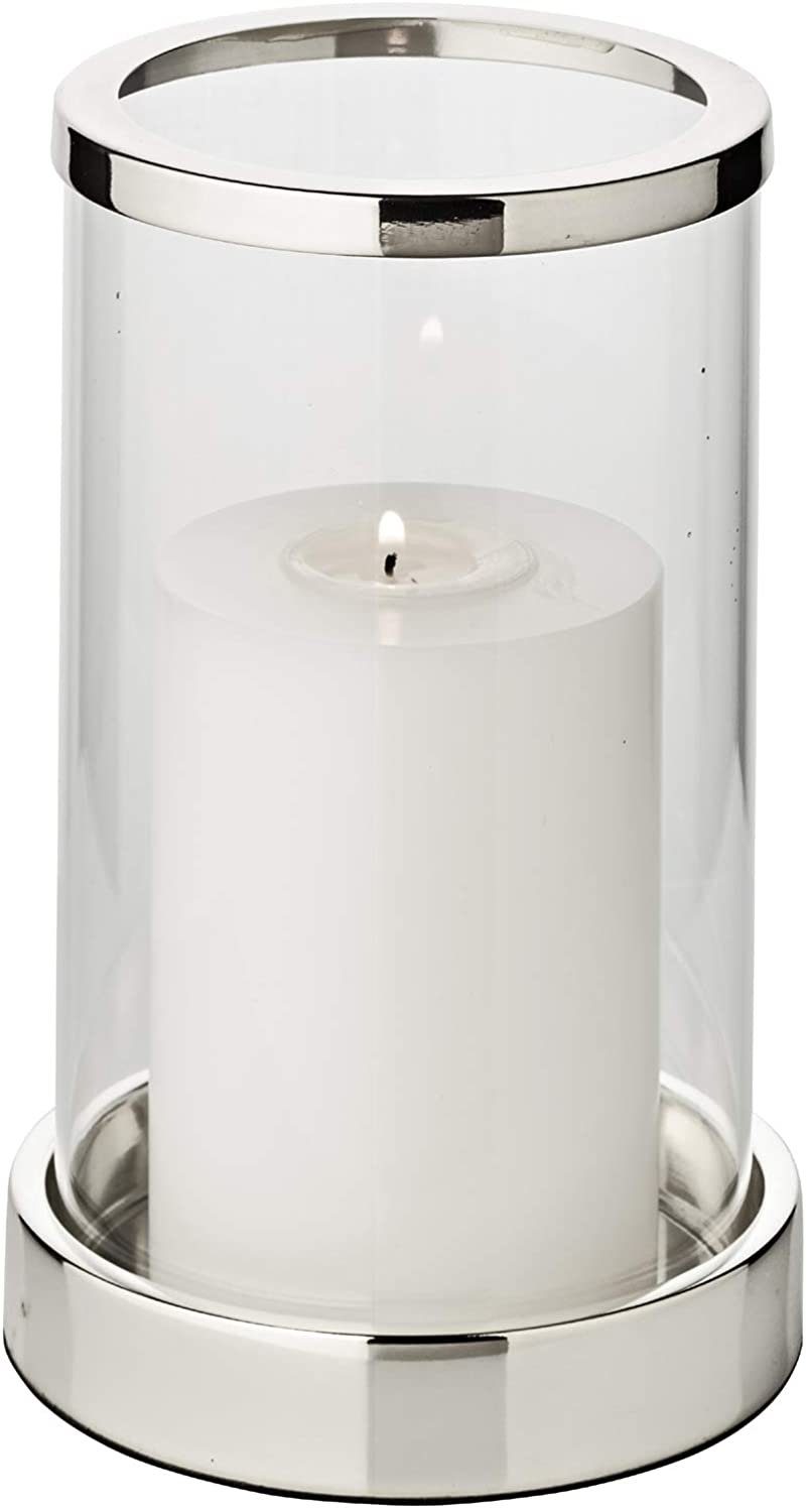 EDZARD Windlicht Sanremo (H 20 cm, Ø 12 cm) Edel versilber mit Anlaufschutz