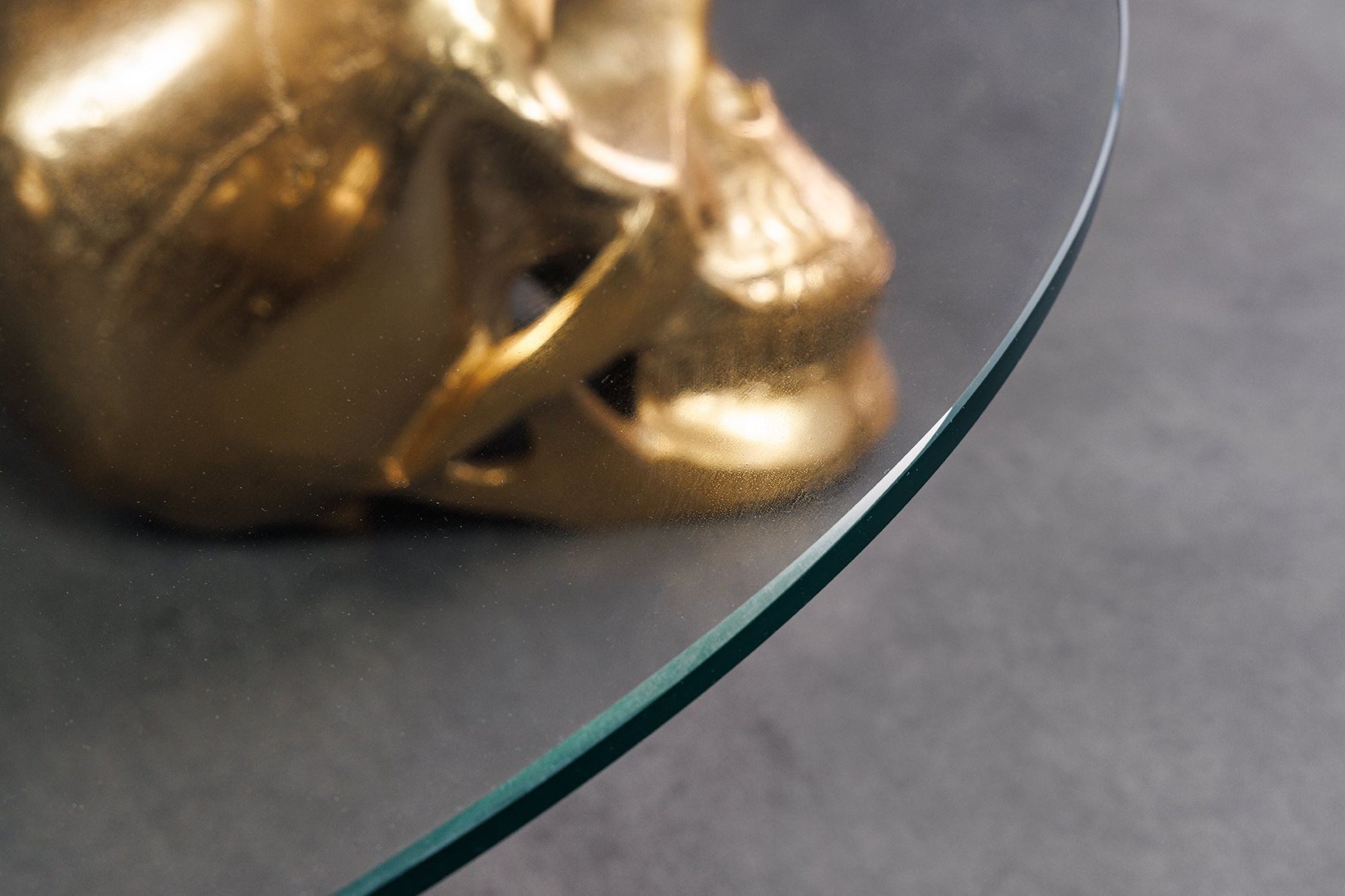 Licht-Erlebnisse Couchtisch AMALFI, aus Hartglas Metall in Gold 90 x 90 x 33 cm (LxBxH)