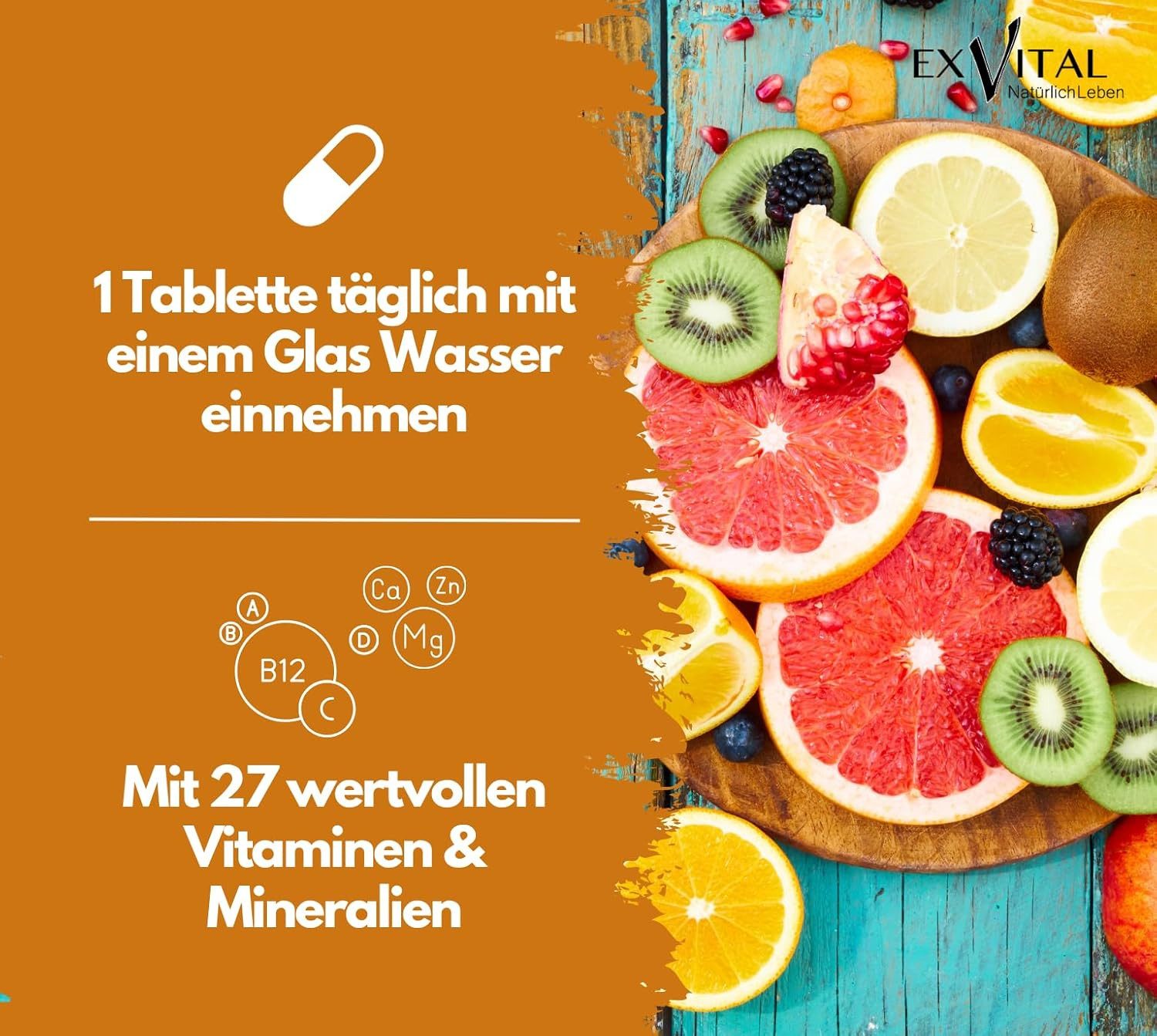 Multivitamin & Mineralien Tabletten, 27 Wirkstoffe, 13 Monate Vorrat Tabletten, 122 g