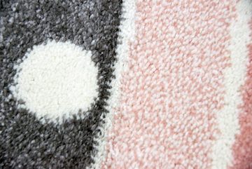 Kinderteppich Kinderteppich Spielteppich Babyteppich Mädchen runder Teppich mit Stern rosa creme grau, Carpetia, rund, Höhe: 13 mm
