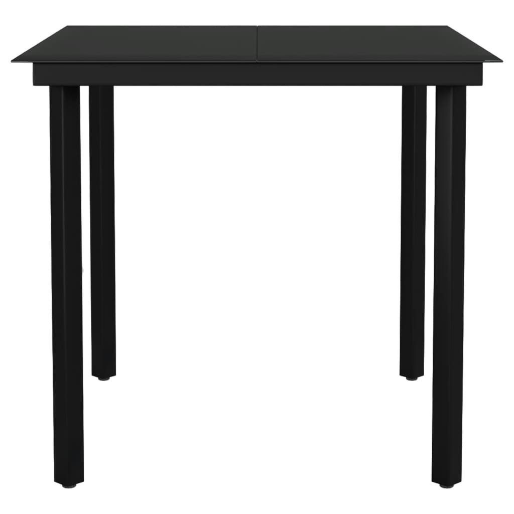 vidaXL Gartentisch 80 x 80 x 74 cm Garten-Esstisch Schwarz 80x80x74 cm Stahl und Glas