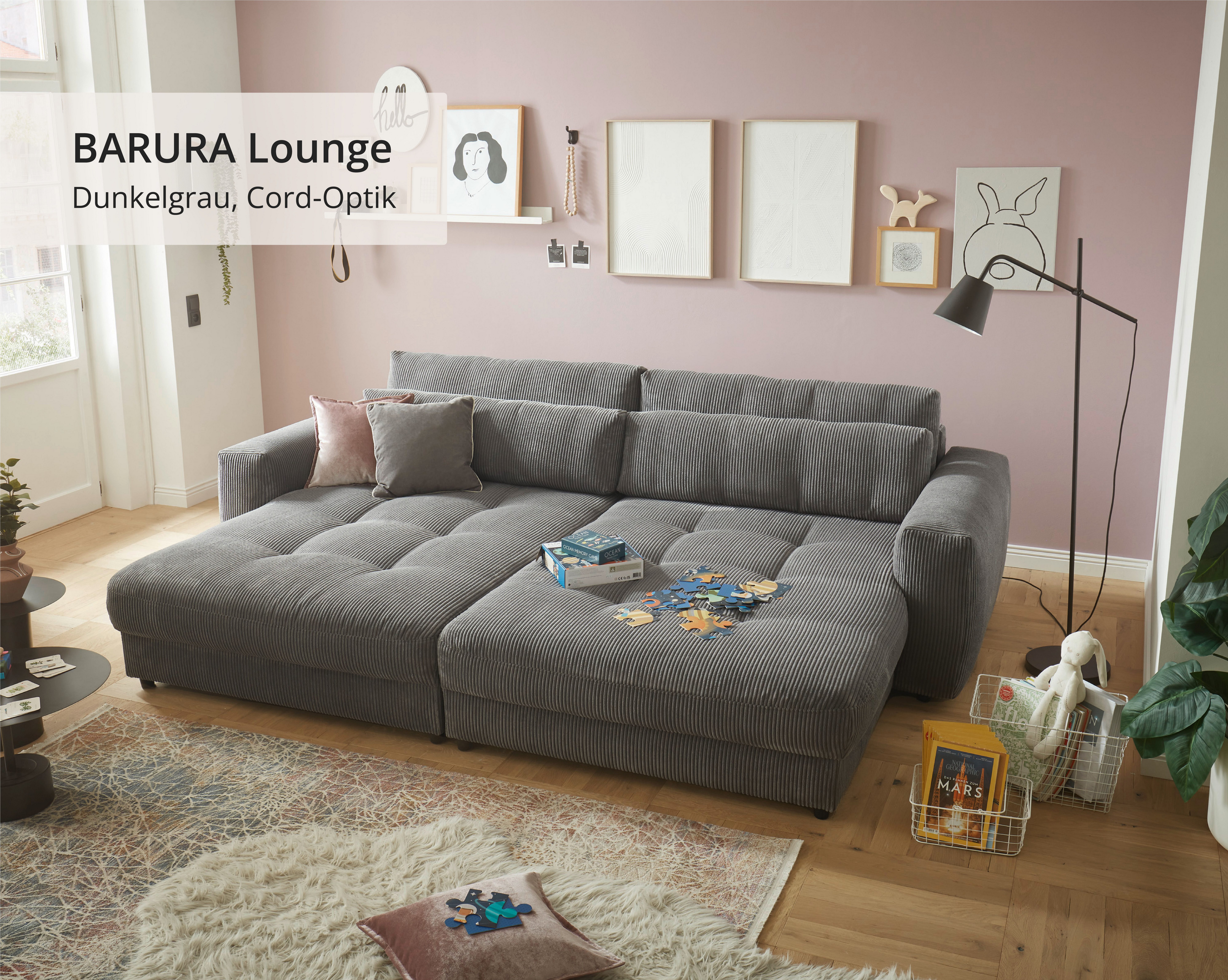 ED EXCITING DESIGN Big-Sofa Loveseat, 2-Sitzer, Barura, Breite 292, 2 Teile, Big-Sofa mit 2 Nierenkissen