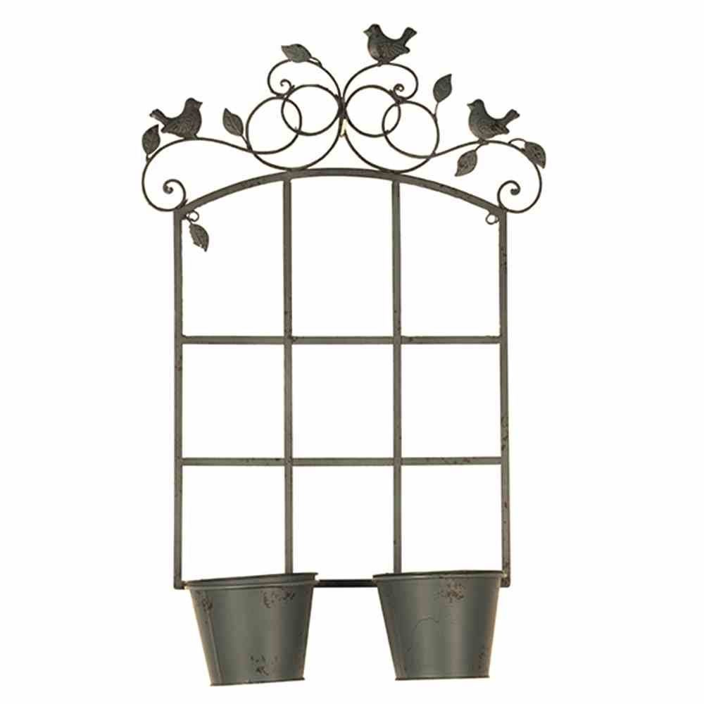 Linoows Pflanzkübel Blumentopf Wandhalter, zwei Töpfe Pflanzenhalter, Pflanzenhalter für zwei Töpfe, Blumentopfhalter aus Metall