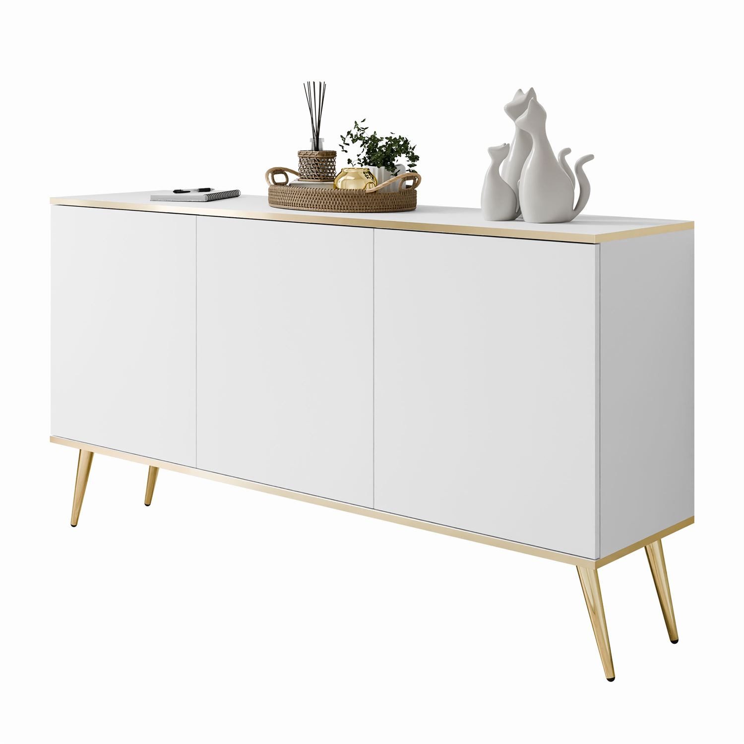 Lookway Kommode OXFORD K160 Die dreitürige Sideboards auf goldenen Füßen