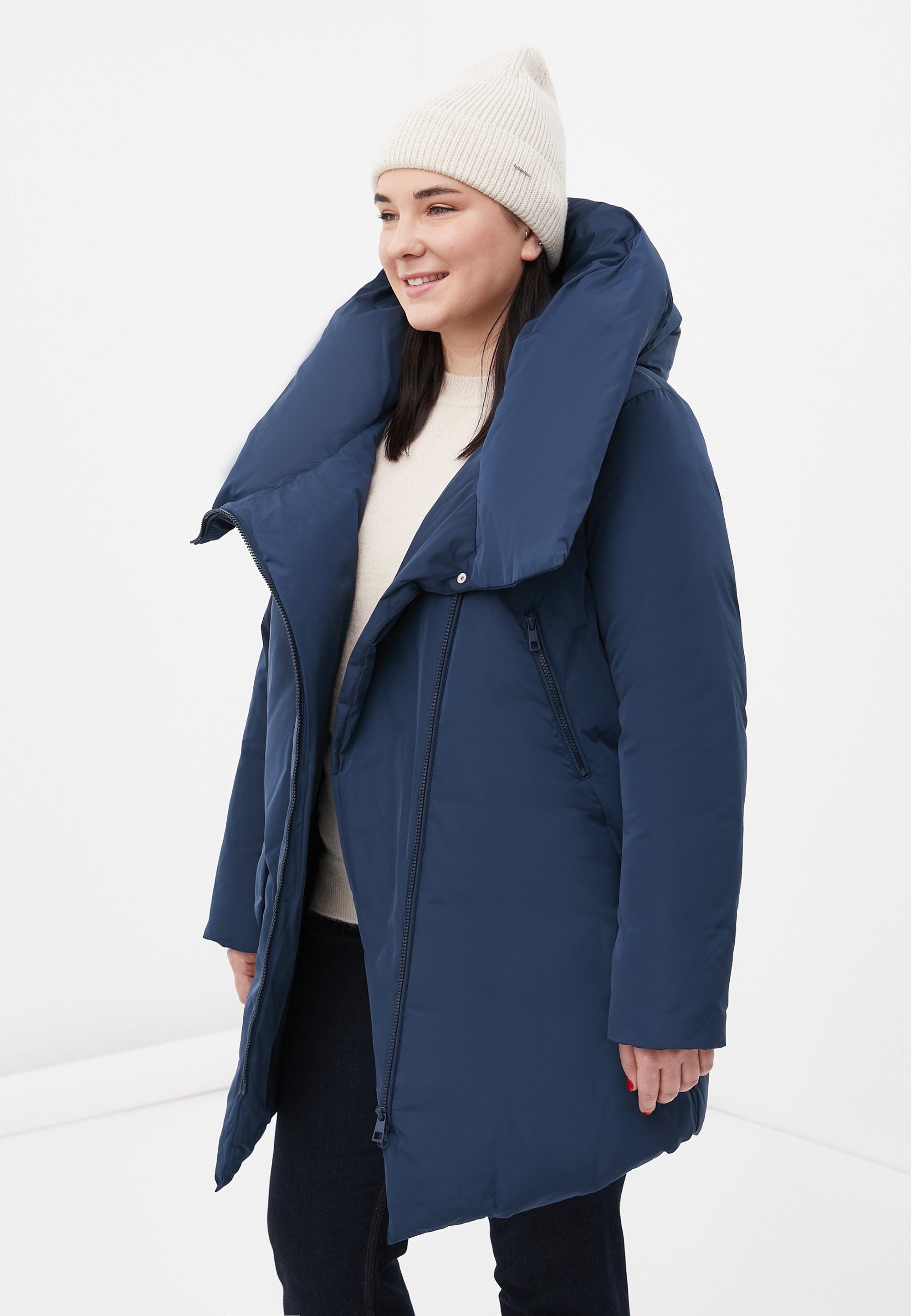 Finn Flare Daunenjacke Uni mit asymmetrischem Reißverschluss
