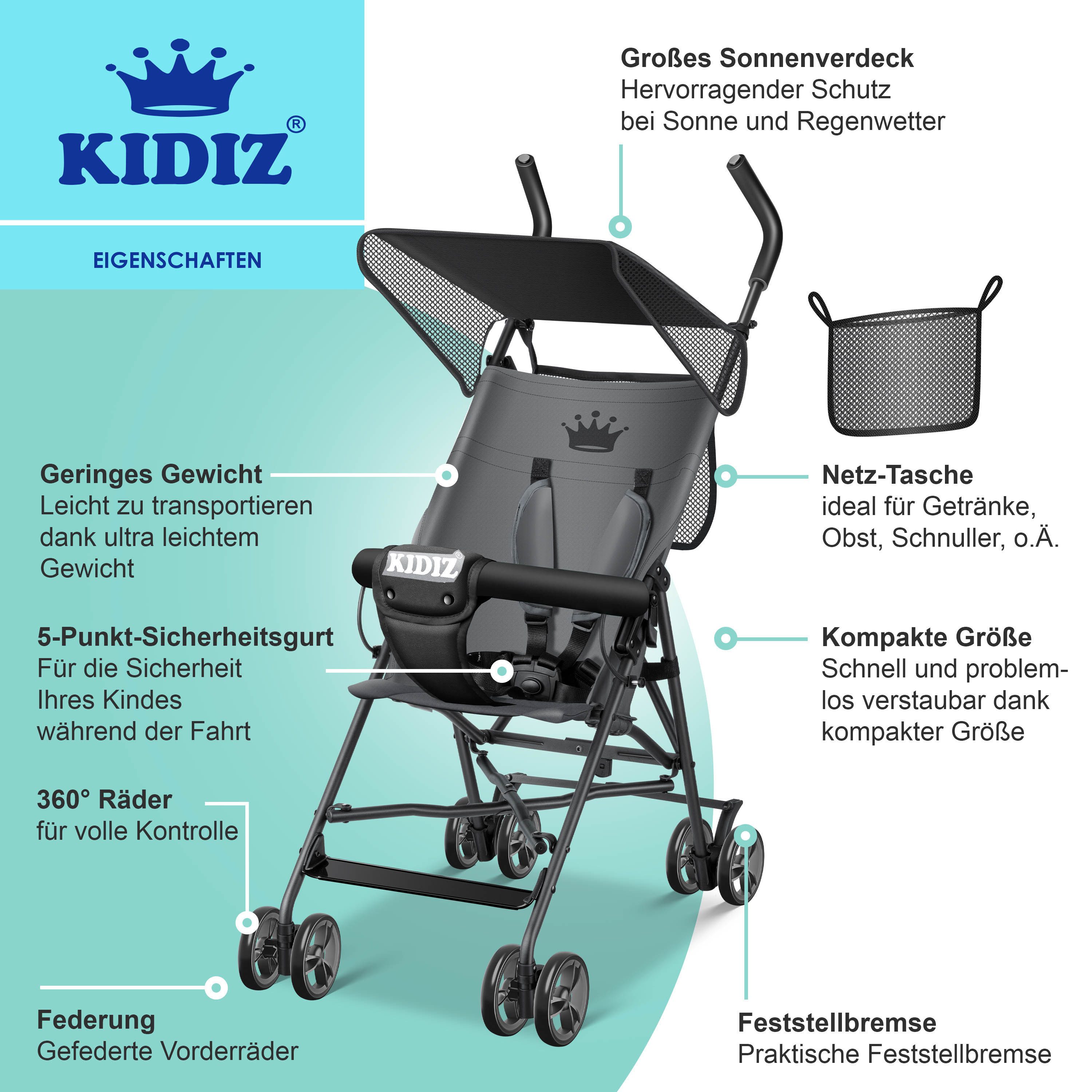 KIDIZ Kombi-Kinderwagen, Kinderwagen CITY Buggy Kinderbuggy klappbar Sportwagen Faltbar