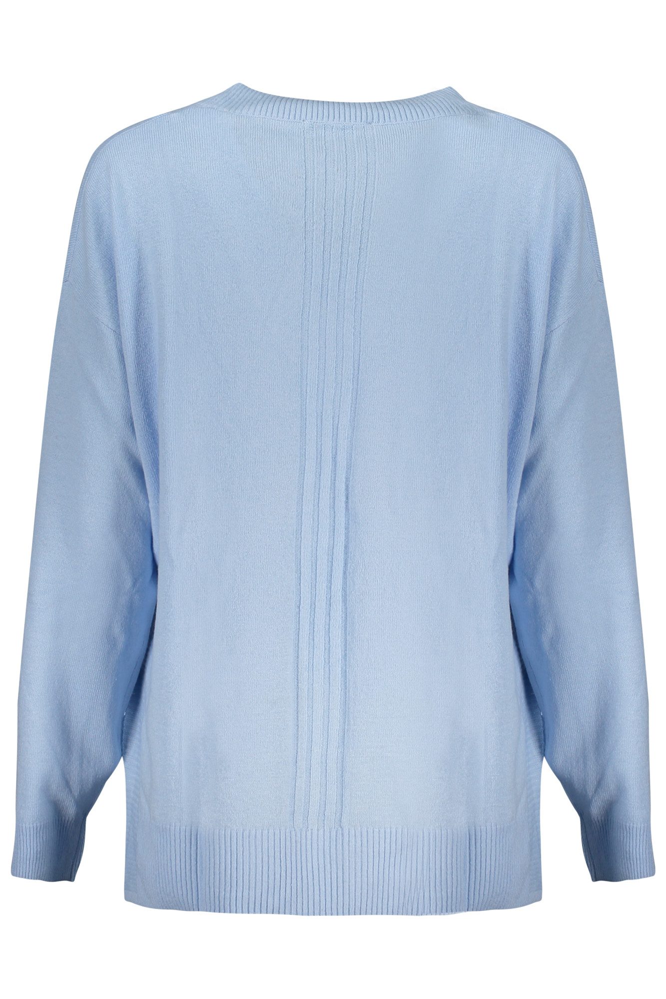 GUESS JEANS Strickpullover Eleganter Damenpullover in Blau mit V-Ausschnitt und Logodetails