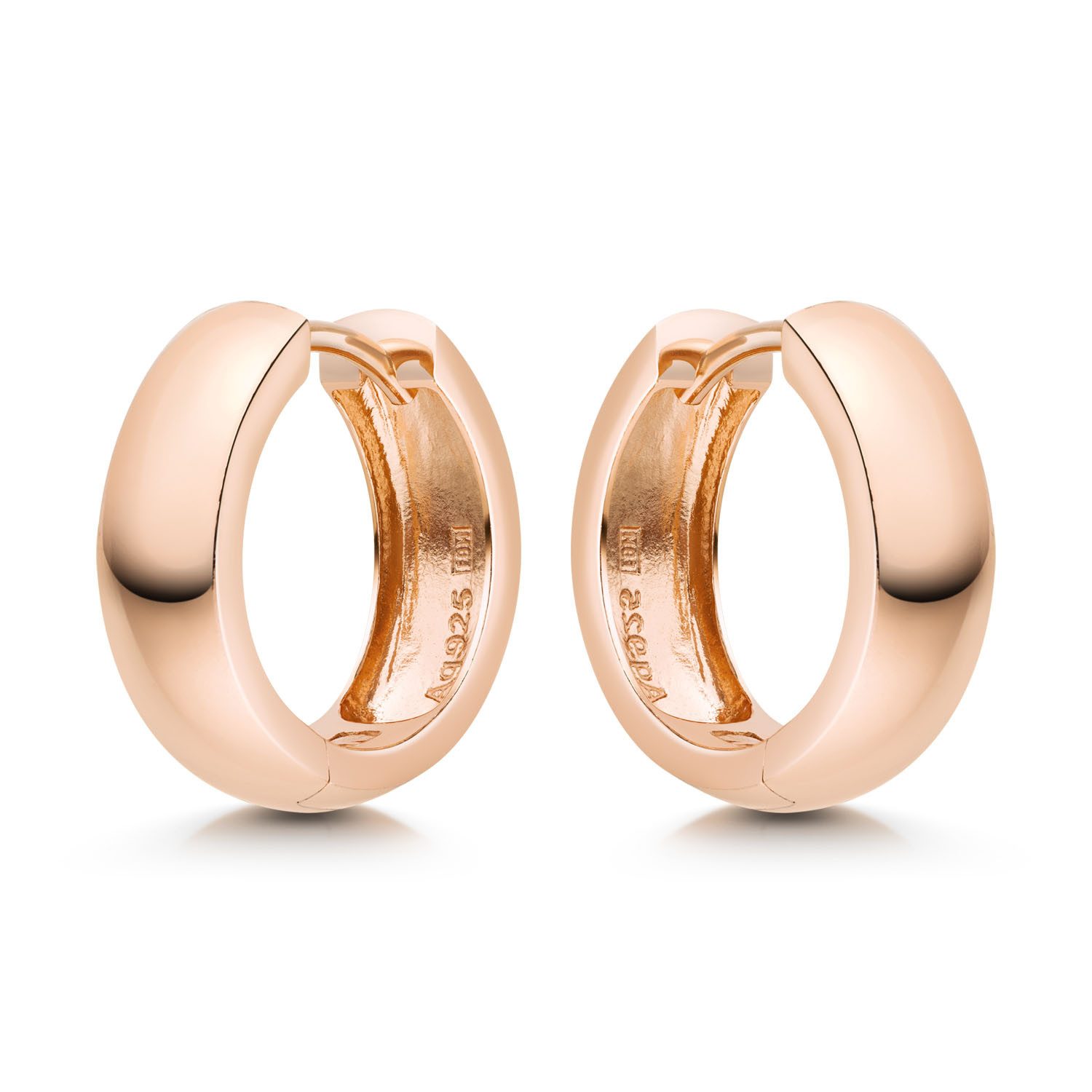 Materia Paar Creolen Rosegold Damen breit Ø17mm SO-359, Sterlingsilber, rosevergoldet