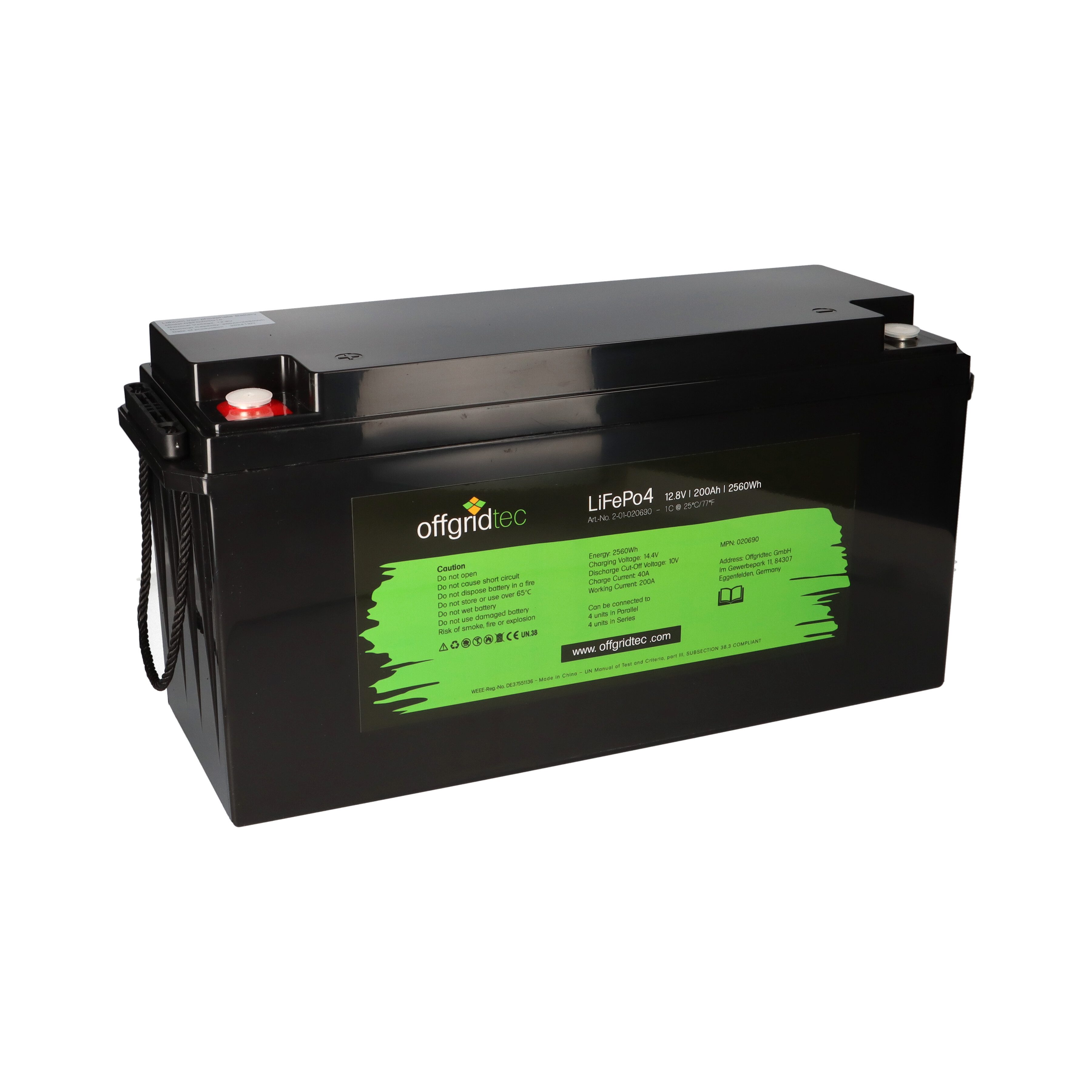 offgridtec Offgridtec LifePo4 Akku 12/200 12,8V 200Ah BMS integriert 2560Wh Stromspeicher