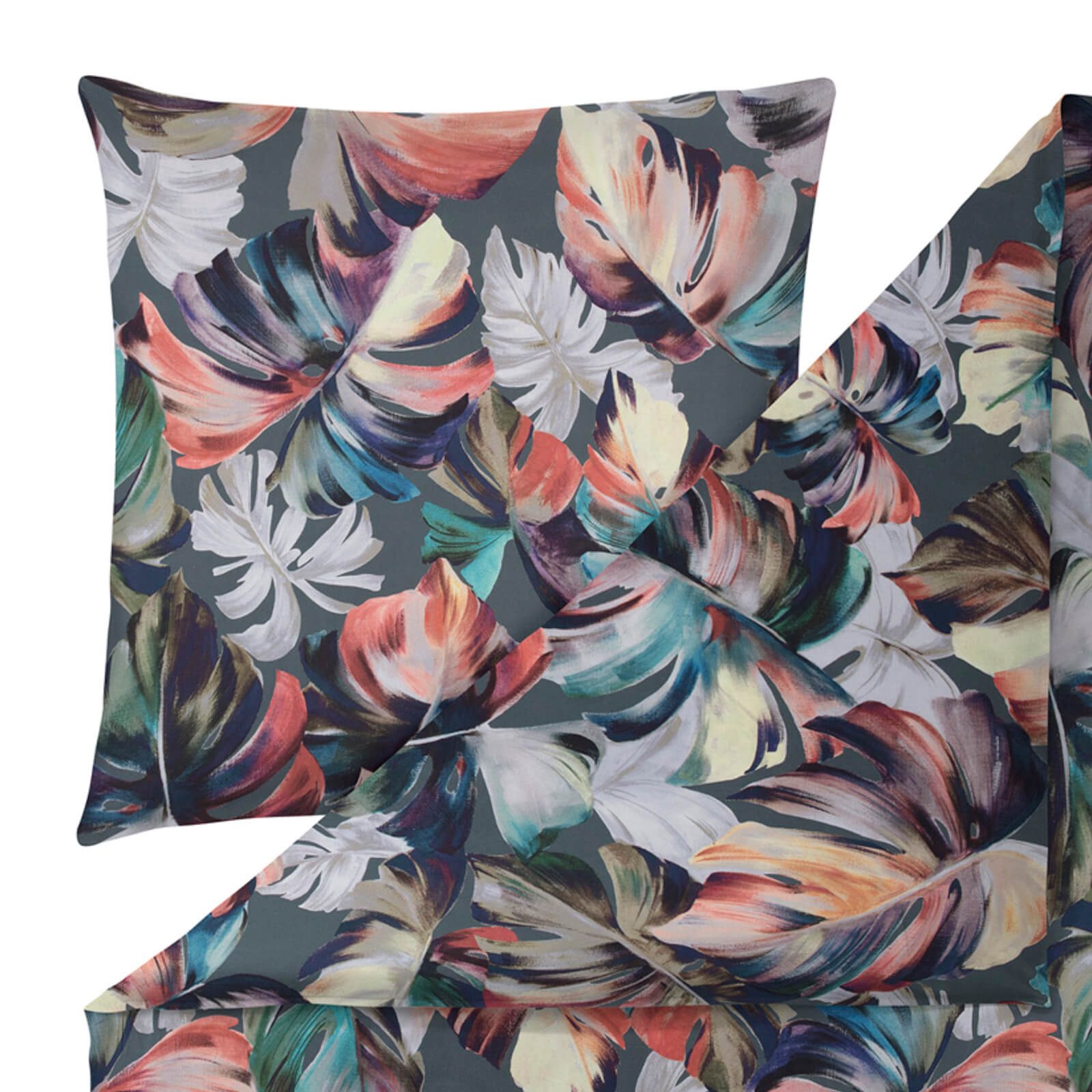 Estella Bettwäsche Amy 4832 532 Salbei, Satin, 2 teilig, Monstera, Tropen