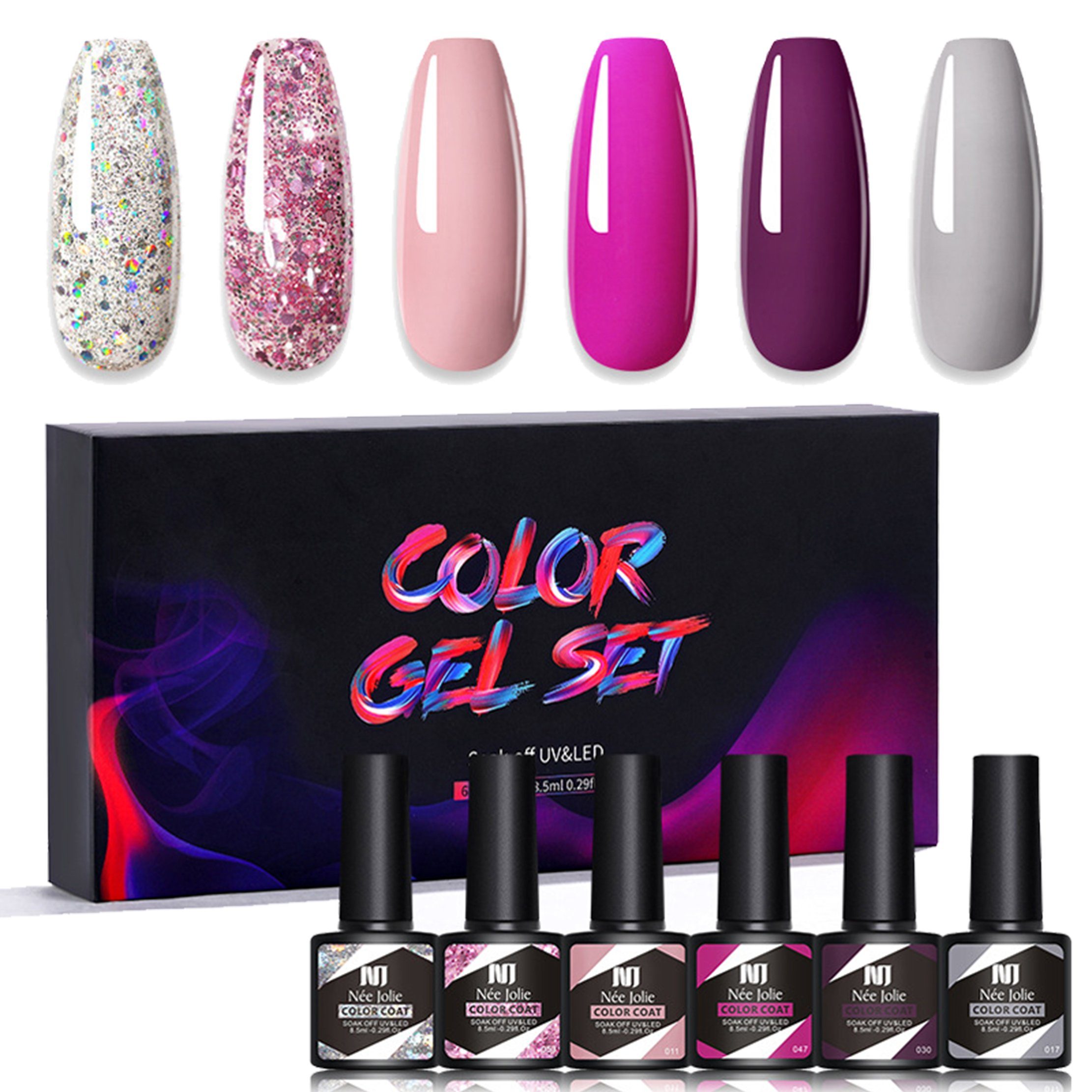 Scheiffy Nagellack-Set 8.5 ml 6 Farben Nagellack Set 6 pcs, DIY-Nagelkunst, Nagellack-Set, für Anfänger und professionelle Nagelkünstler 03