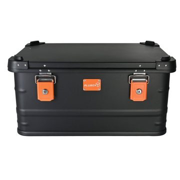 ALUBOX Aufbewahrungsbox Aluminium Transportbox Alukiste Premium E-Serie Black Edition (47 Liter), inkl. 2 Zylinderschlösser