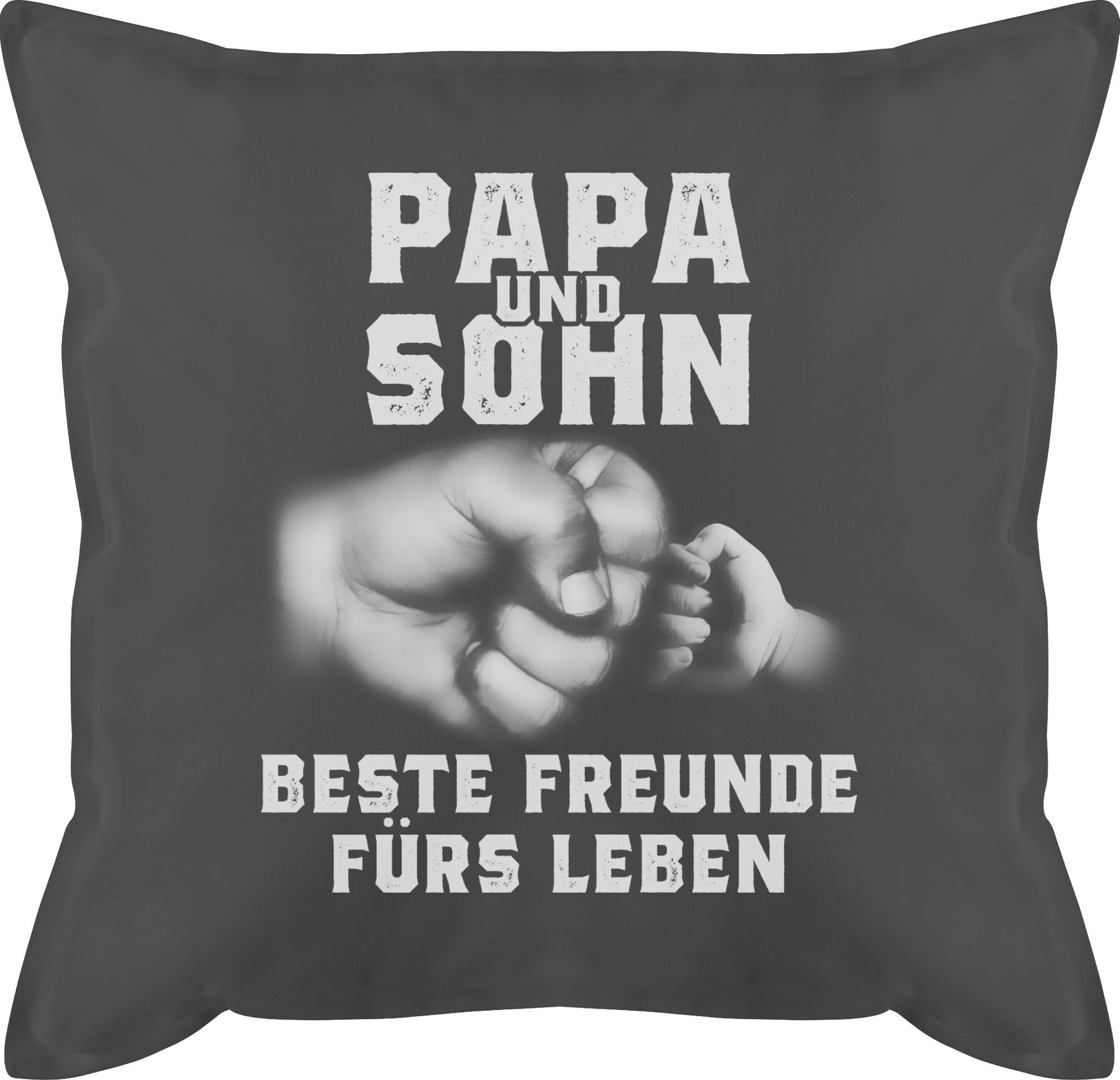 Shirtracer Dekokissen Papa und Sohn beste Freunde fürs Leben, Vatertagsgeschenk Kissen 1 Grau