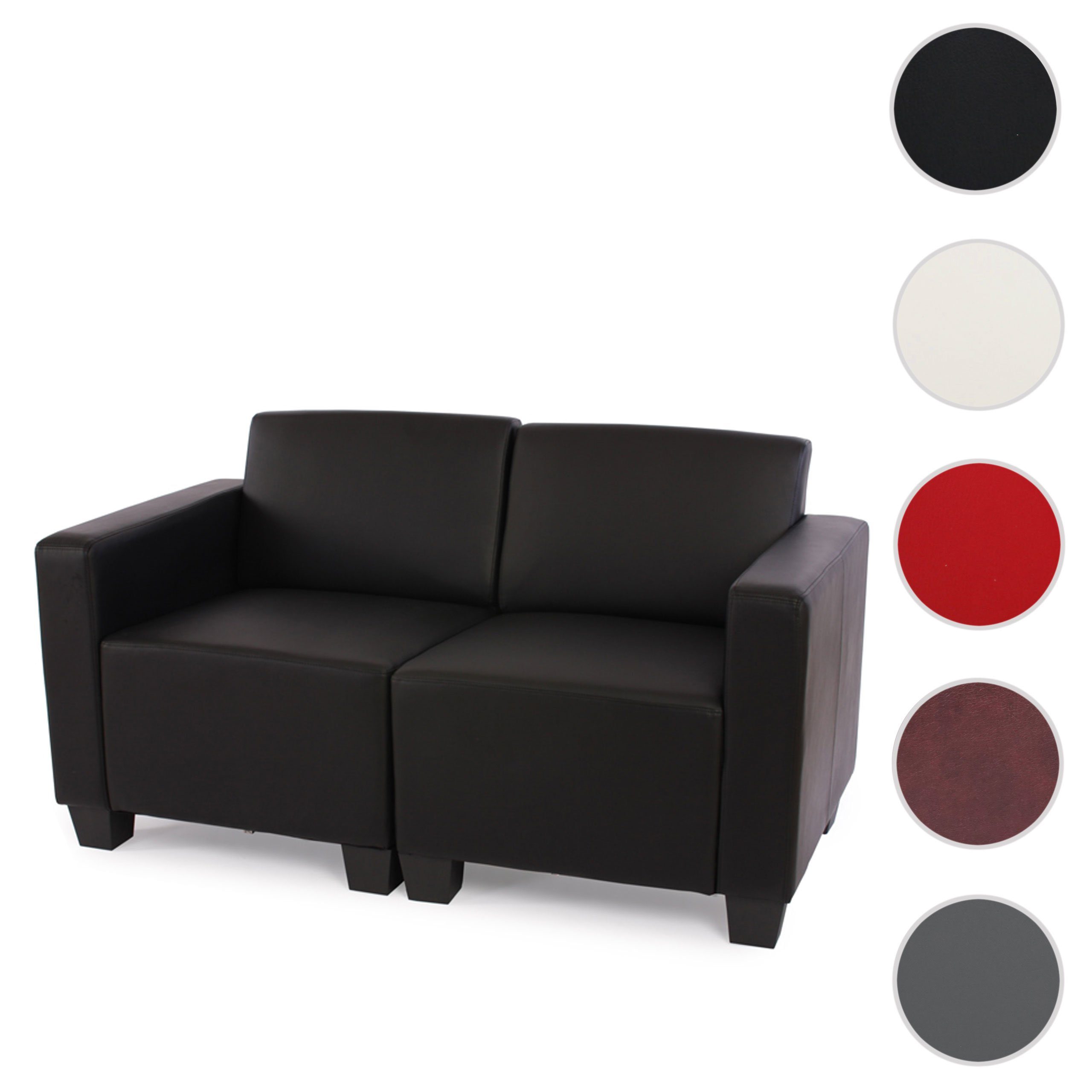 Sofa schwarz MCW bequeme | Erweiterbar Polsterung, Set, Moncalieri-So, weiteren schwarz Lyon-Serie der mit Elementen