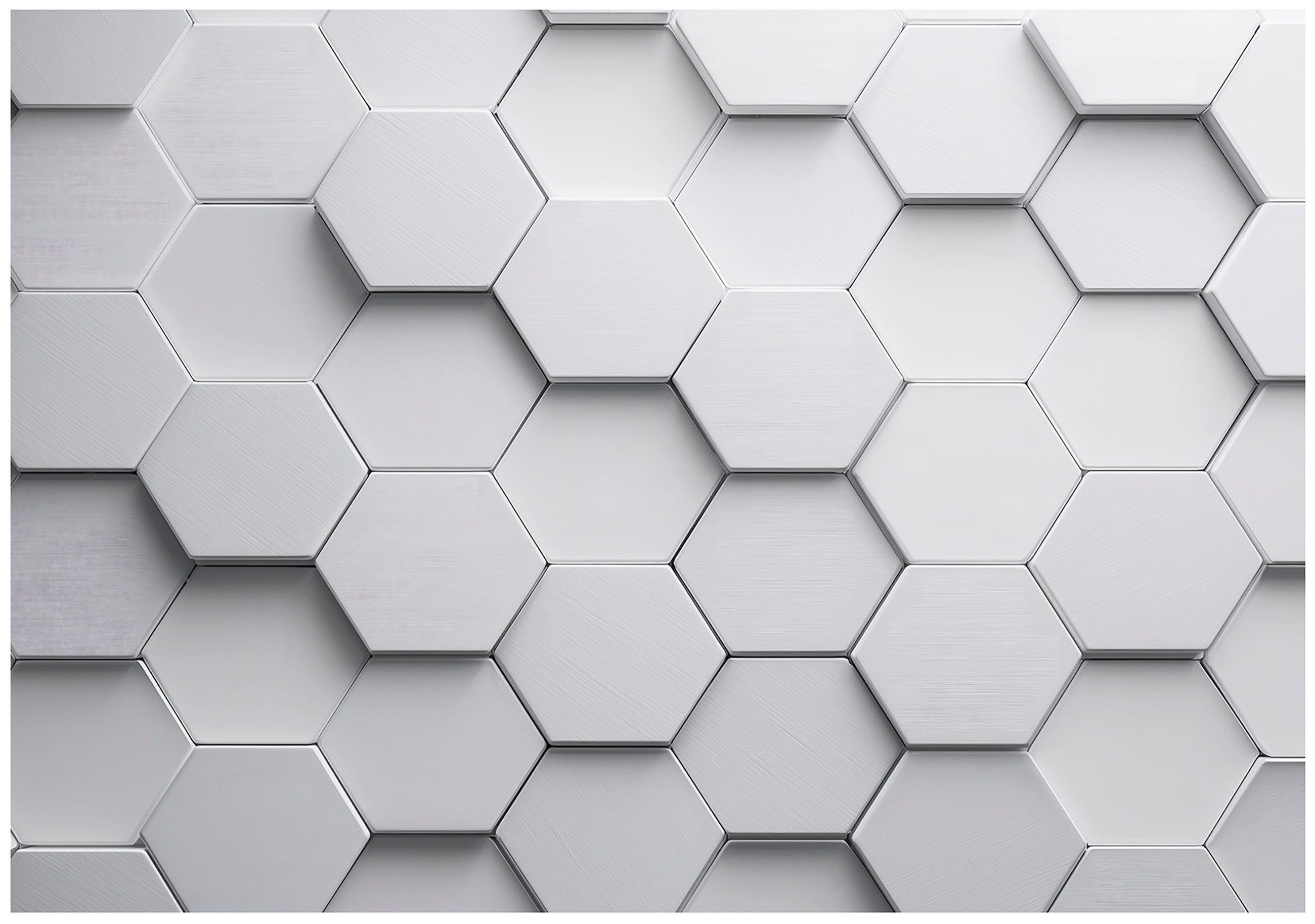 Wallarena Fototapete Kinderzimmer Hexagon Weiß Grau Kinder Vlies Tapete Wandtapete, Glatt Vlies Washable, Hexagon, Gaming, Junge, Weiß, Grau, Schwarz, (Packung, 2 St., Vlies Fototapete), Vliestapete Weiß Grau Kinderzimmer Tapete + Kleister Motivtapete